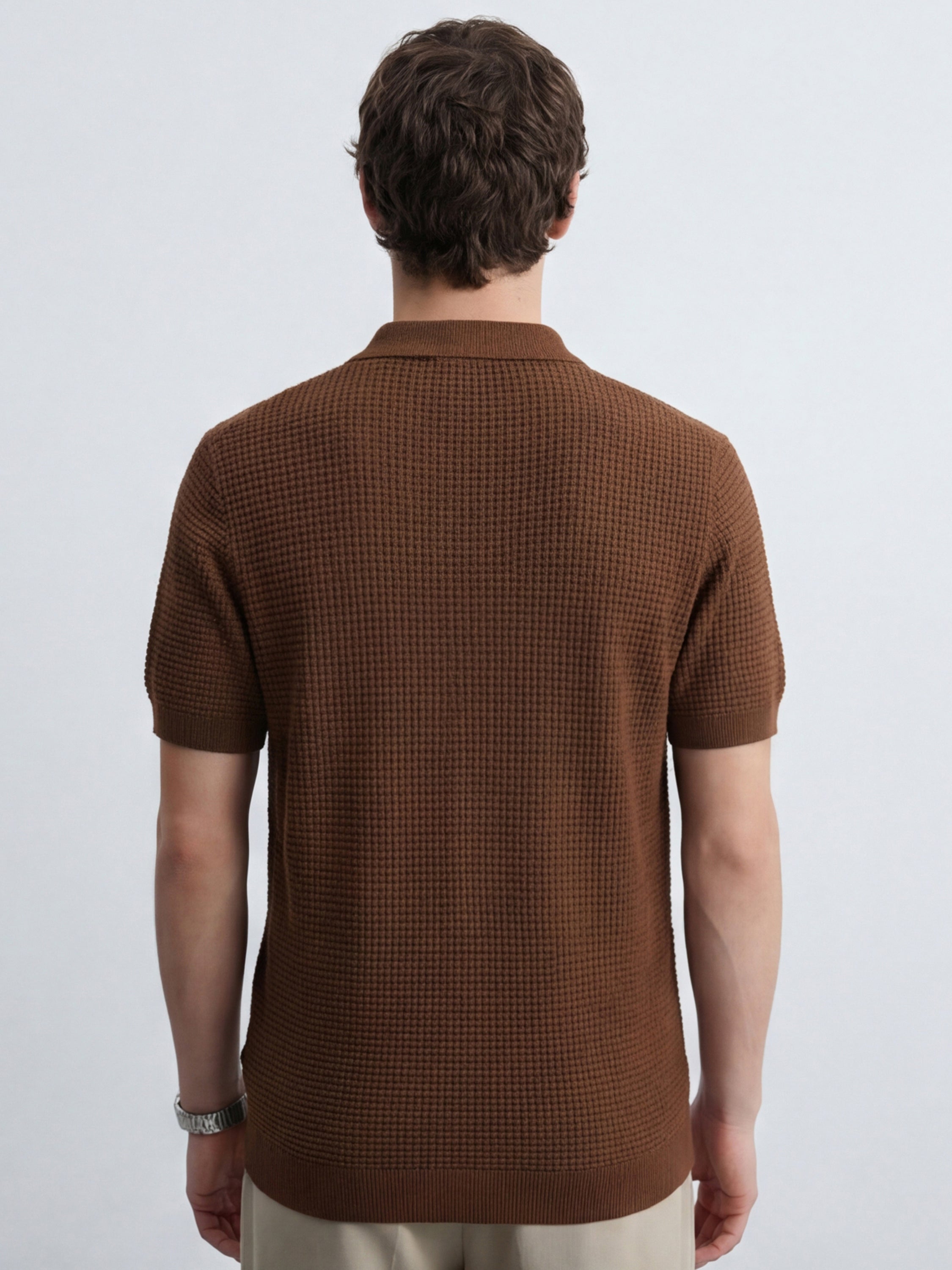 Highlander Men Brown Self Design Relaxed Fit Casual Shirt - Brown - Image 3