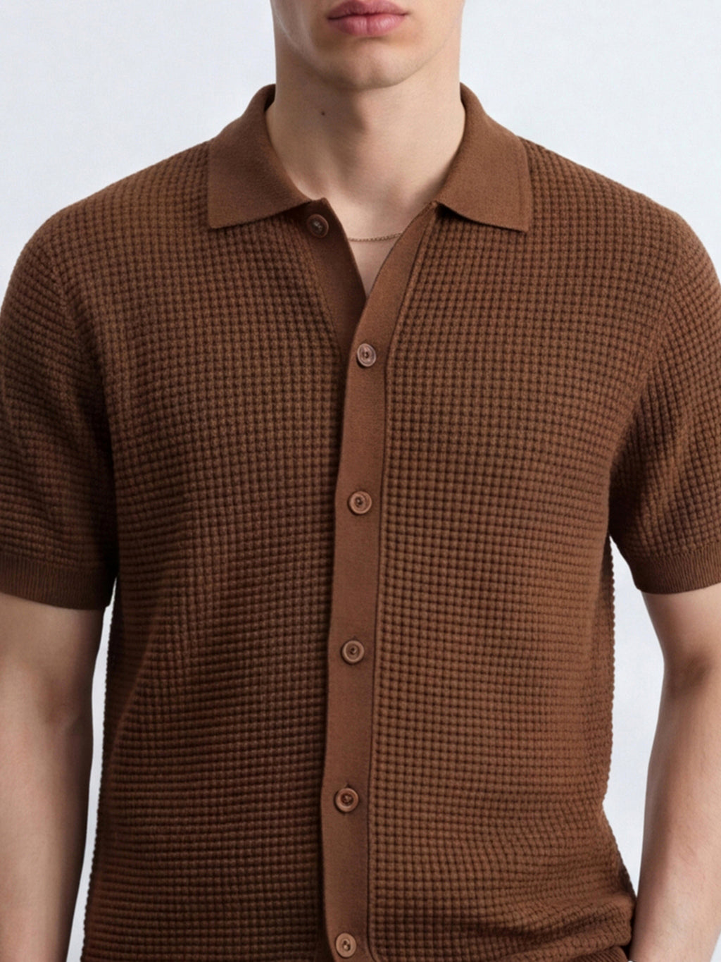 Highlander Men Brown Self Design Relaxed Fit Casual Shirt - Brown - Image 5