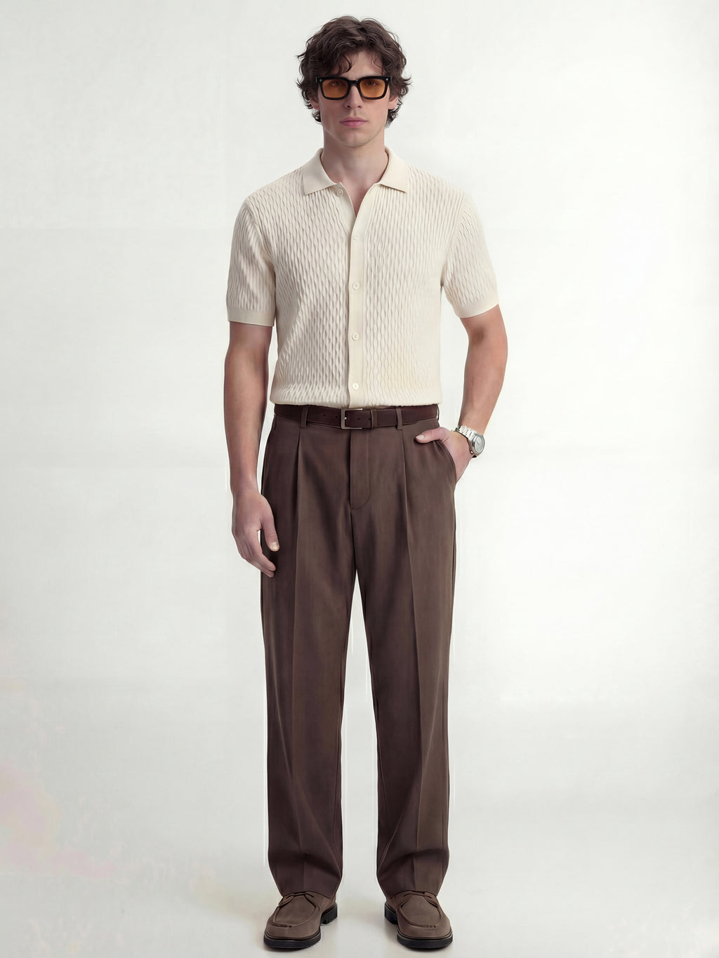 Highlander Men Off White Self Design Relaxed Fit Casual Shirt - Off White - Image 2