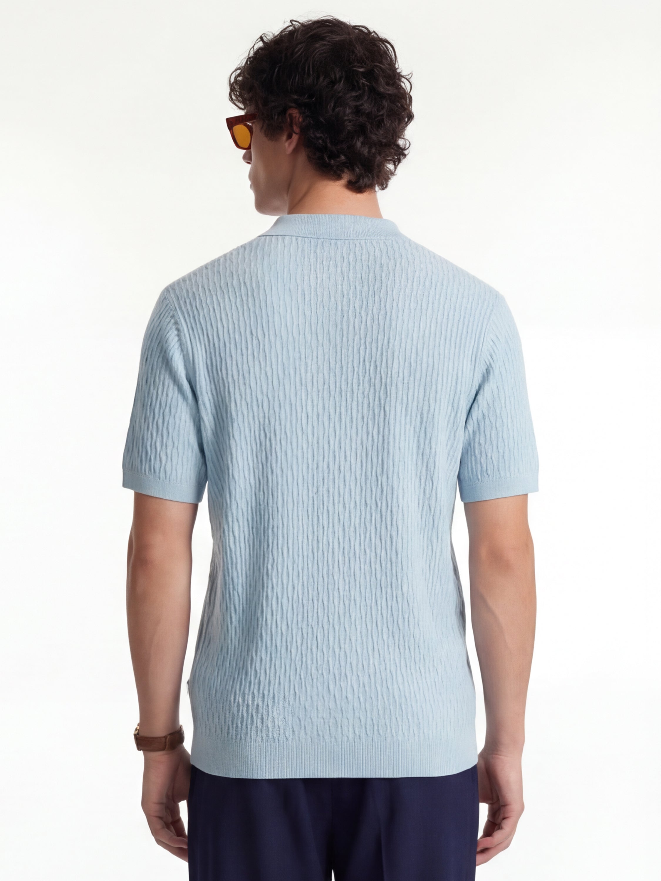 Highlander Men Blue Self Design Relaxed Fit Casual Shirt - Blue - Image 3