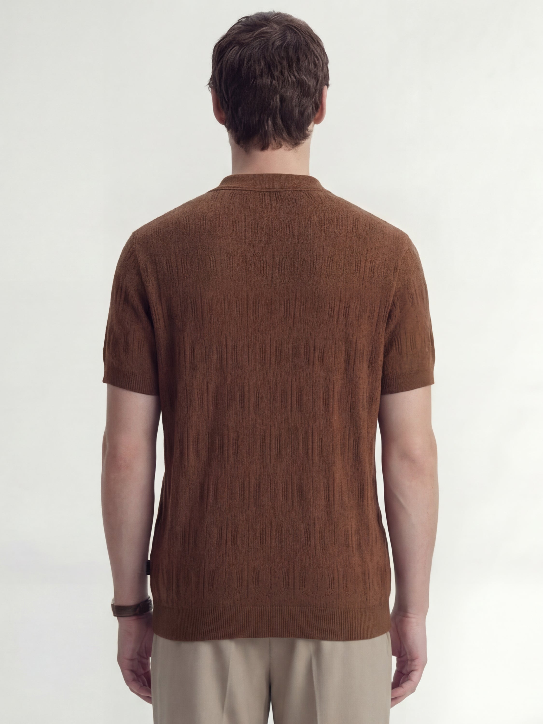 Highlander Men Brown Self Design Relaxed Fit Casual Shirt - Brown - Image 3