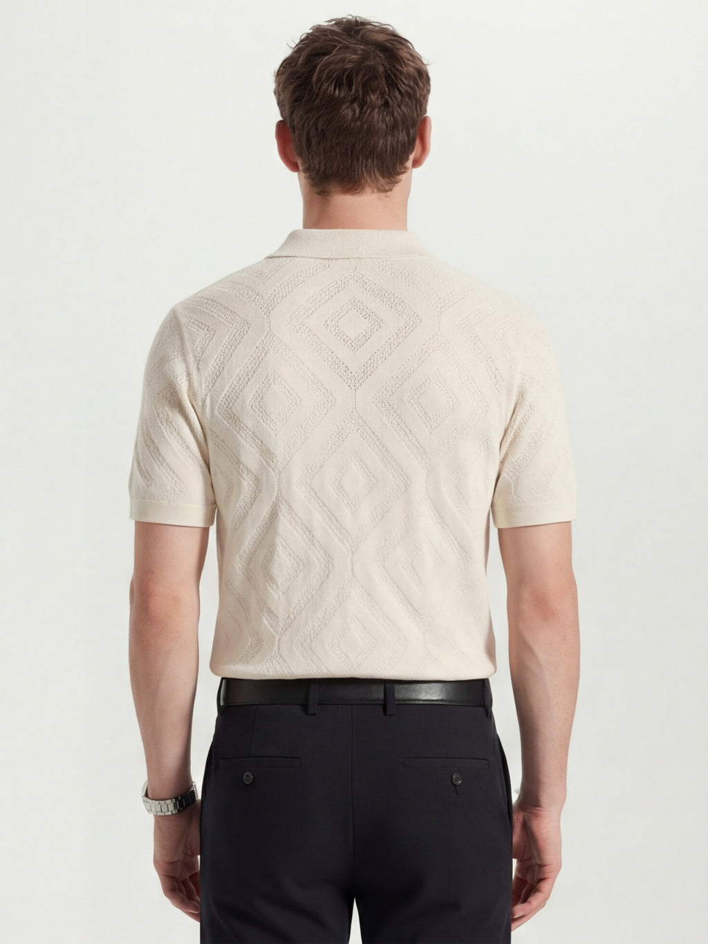 Highlander Men White Self Design Relaxed Fit Casual Shirt - White - Image 3