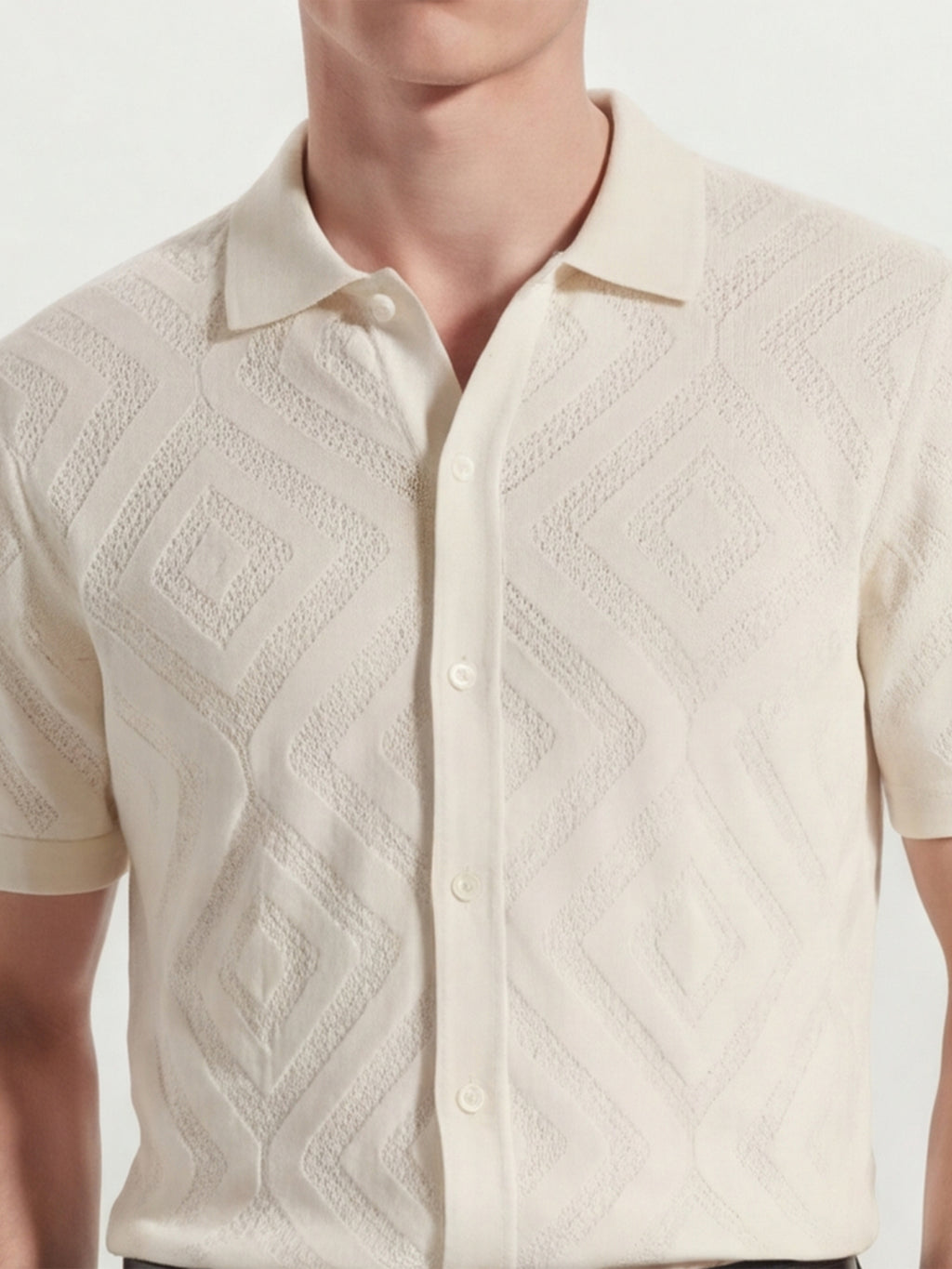 Highlander Men White Self Design Relaxed Fit Casual Shirt - White - Image 5