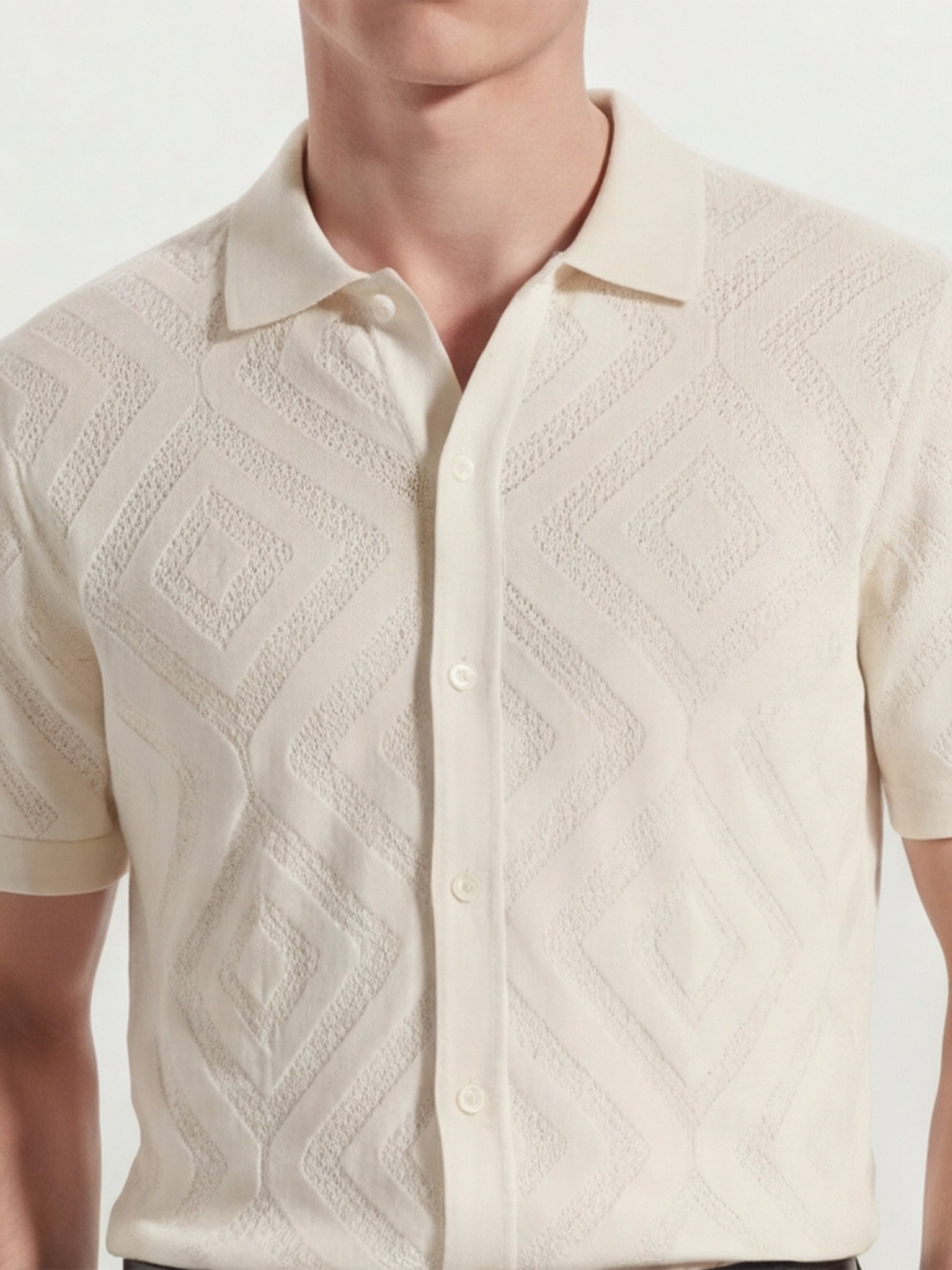 Highlander Men White Self Design Relaxed Fit Casual Shirt - White - Image 5
