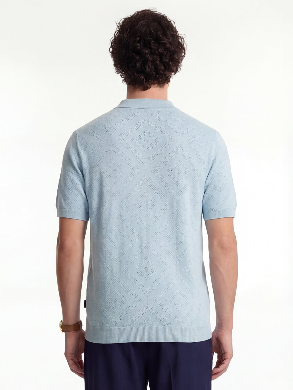Highlander Men Blue Self Design Relaxed Fit Casual Shirt - Blue - Image 3