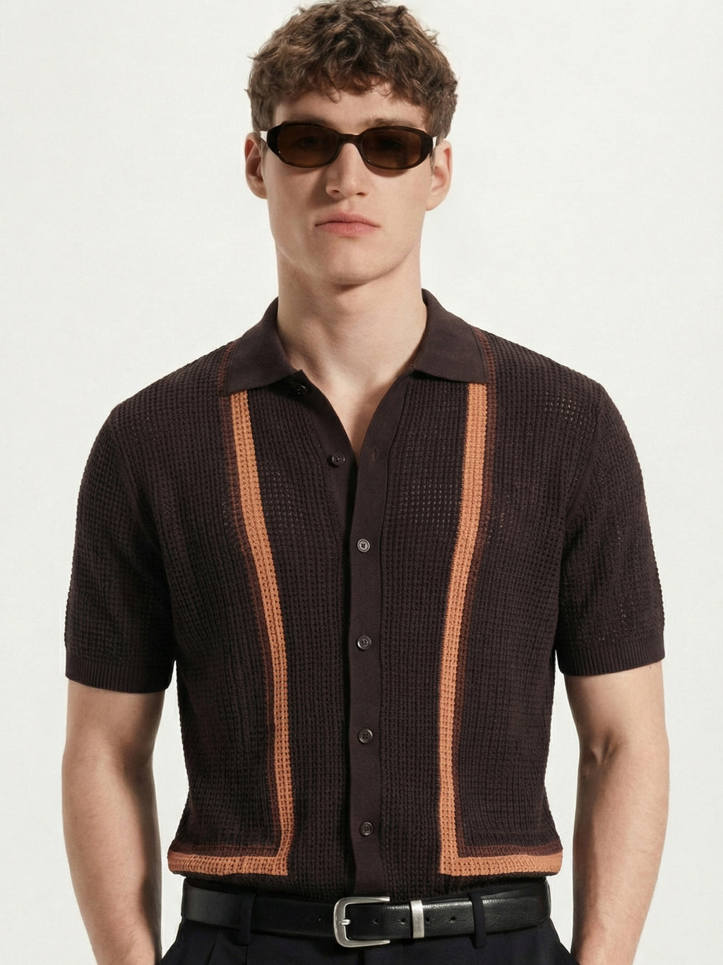 Highlander Men Brown Self Design Relaxed Fit Casual Shirt - Brown - Image 1