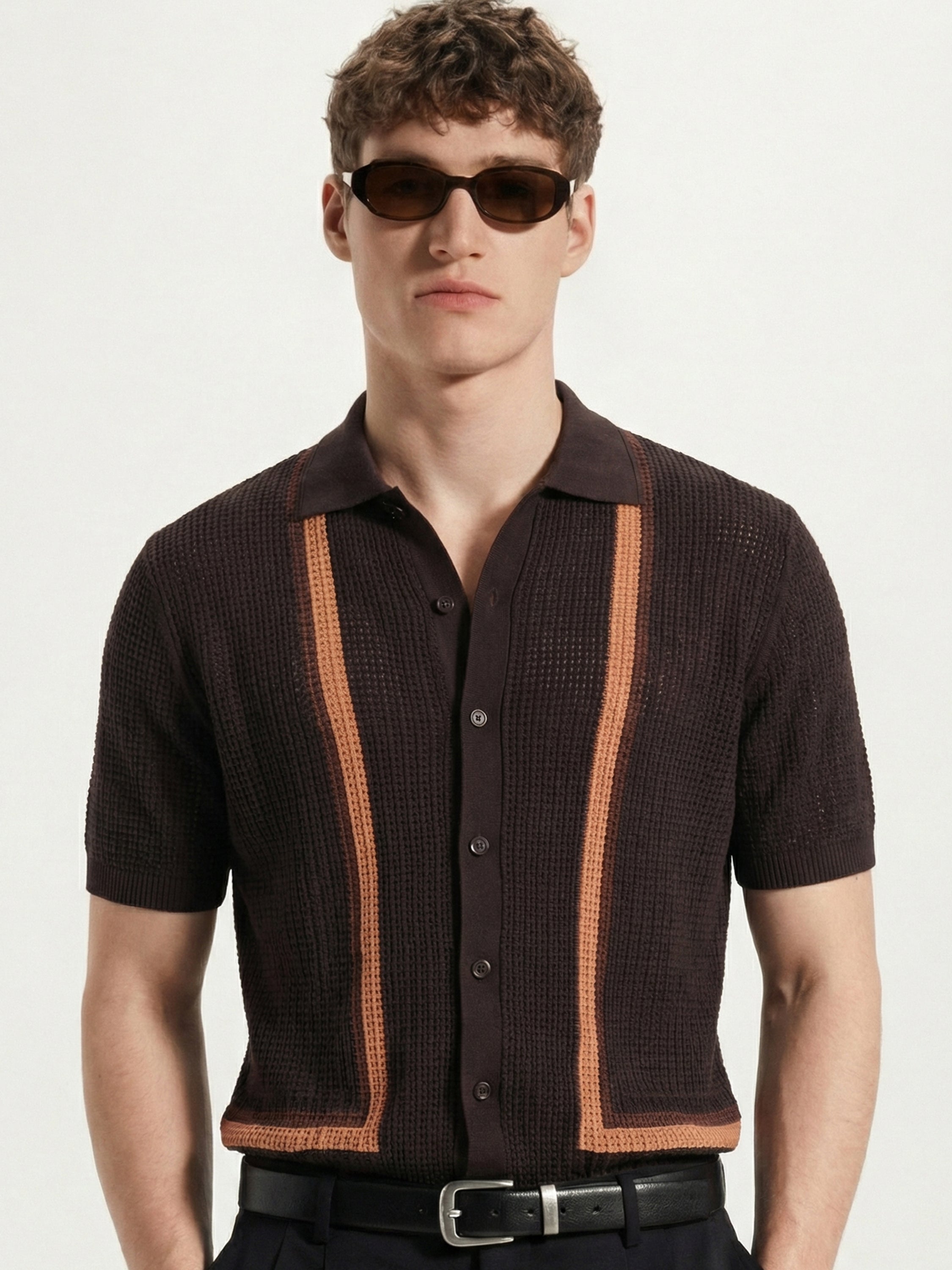 Highlander Men Brown Self Design Relaxed Fit Casual Shirt - Brown - Image 1