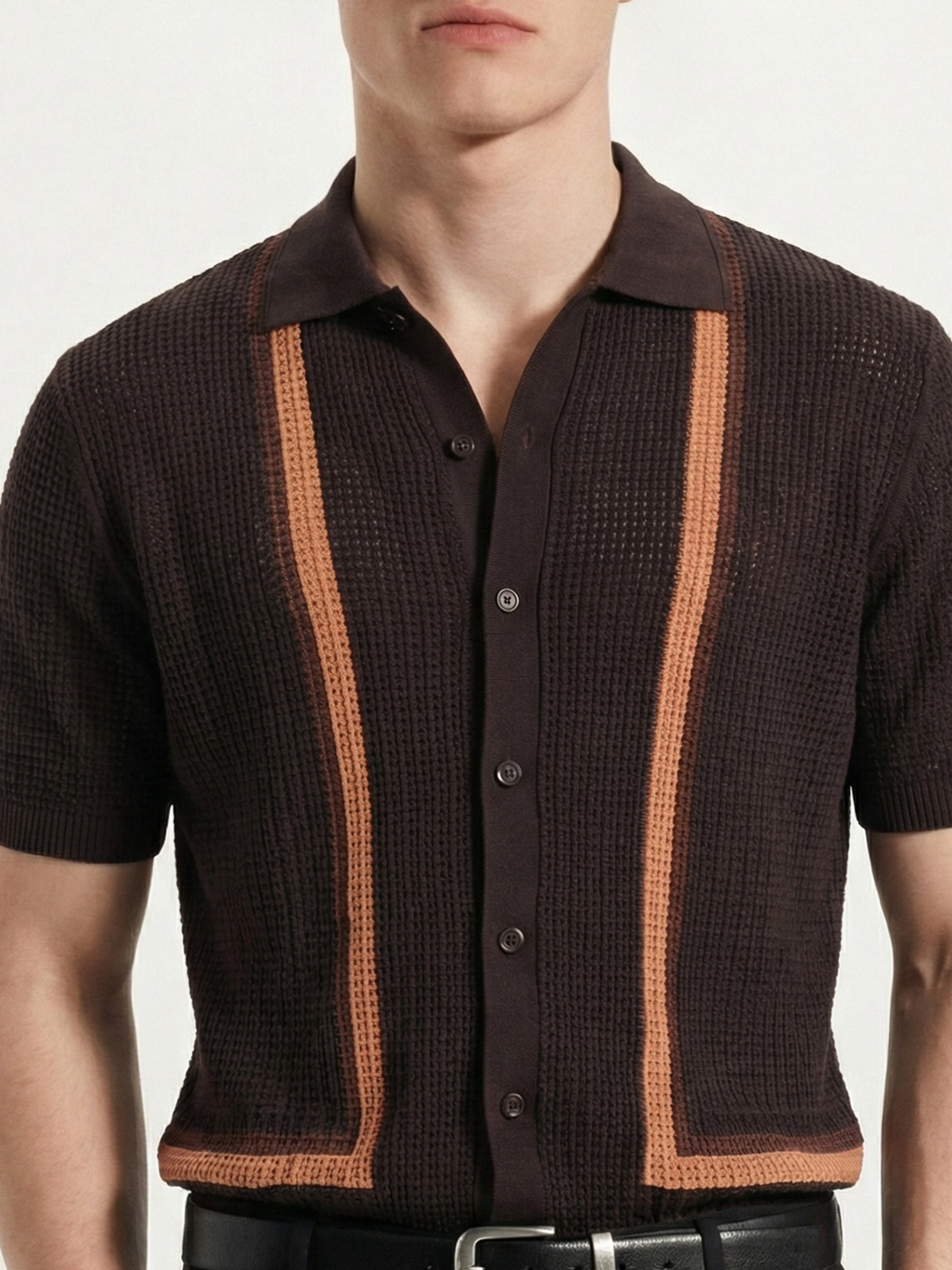 Highlander Men Brown Self Design Relaxed Fit Casual Shirt - Brown - Image 6