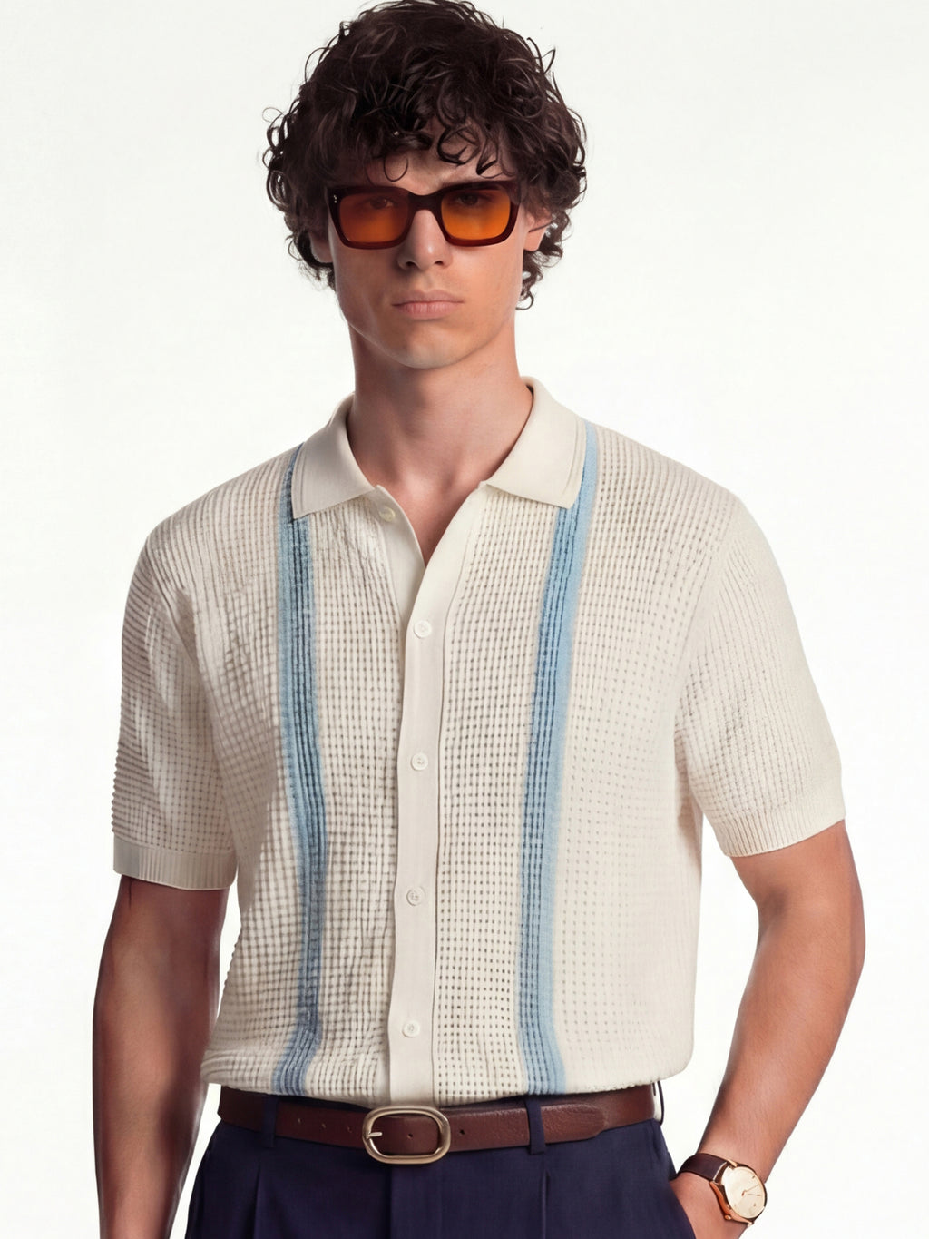 Highlander Men Cream Self Design Relaxed Fit Casual Shirt - Cream - Image 1