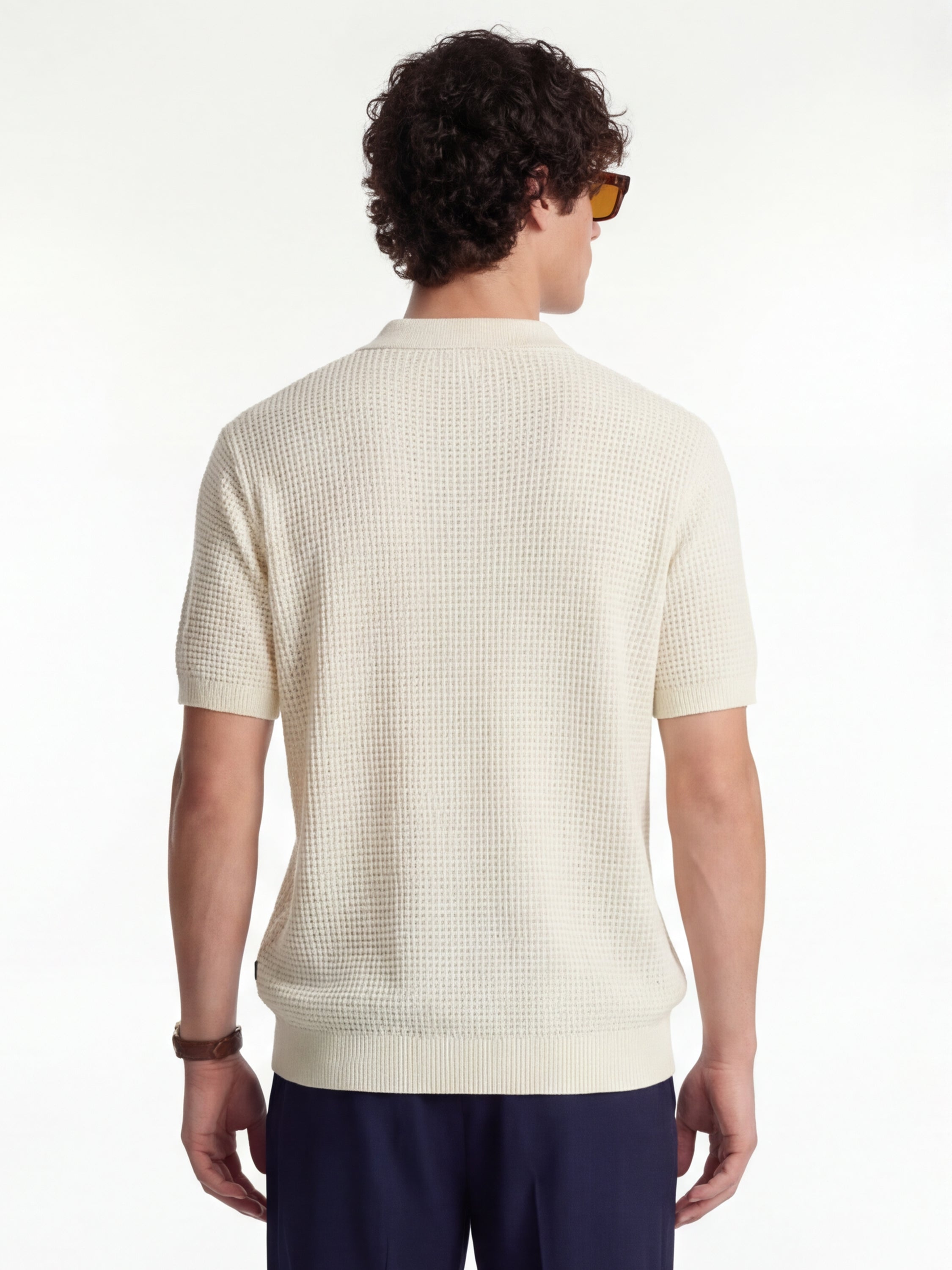 Highlander Men Cream Self Design Relaxed Fit Casual Shirt - Cream - Image 3