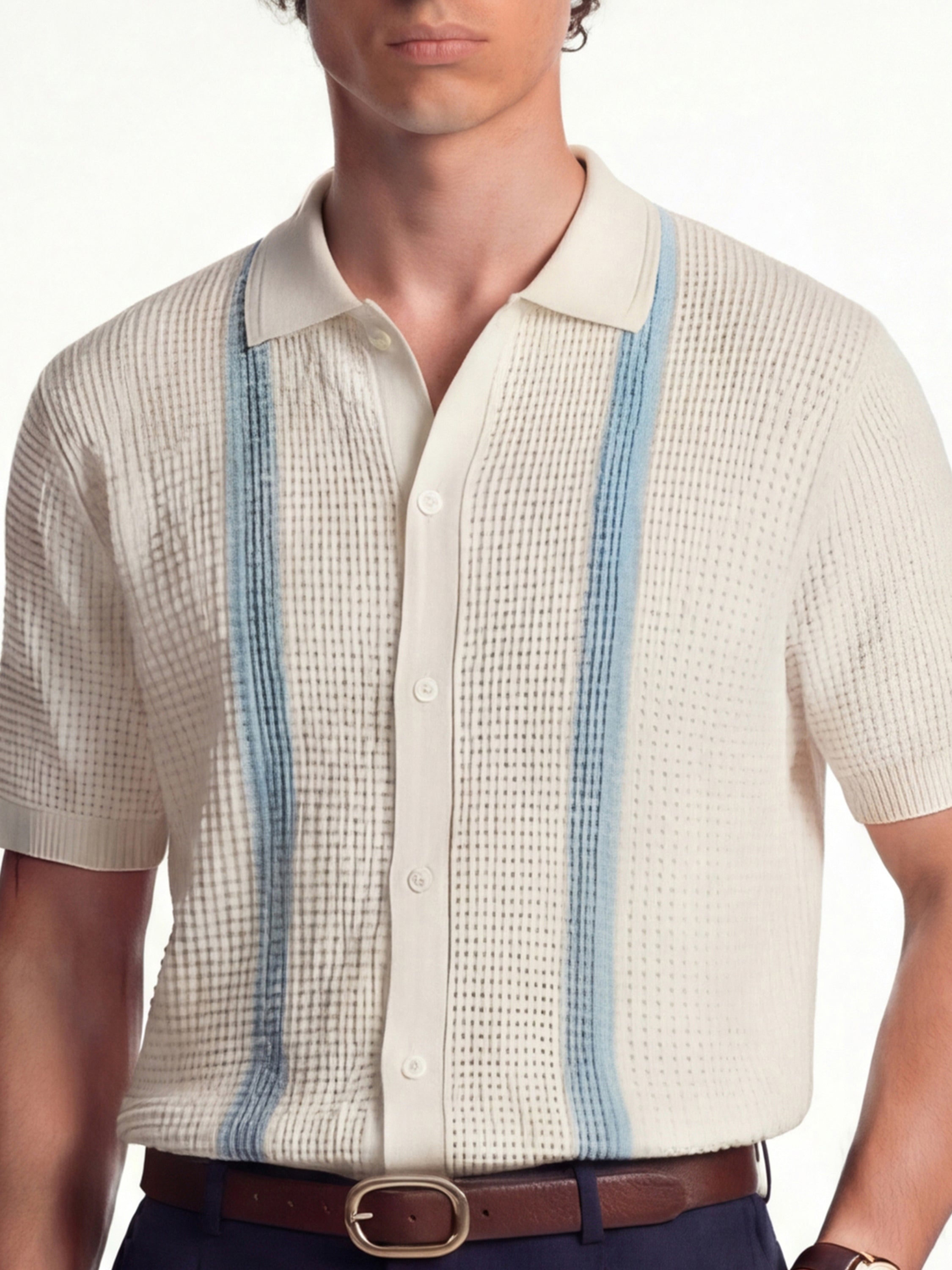 Highlander Men Cream Self Design Relaxed Fit Casual Shirt - Cream - Image 5