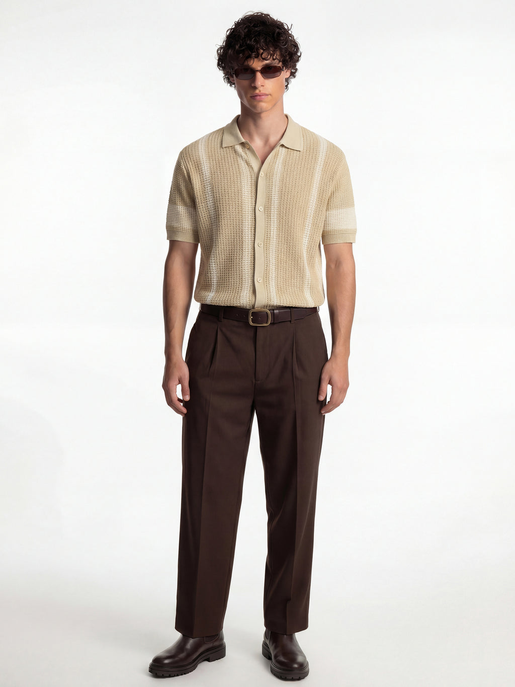 Highlander Men Beige Self Design Relaxed Fit Casual Shirt - Beige - Image 2