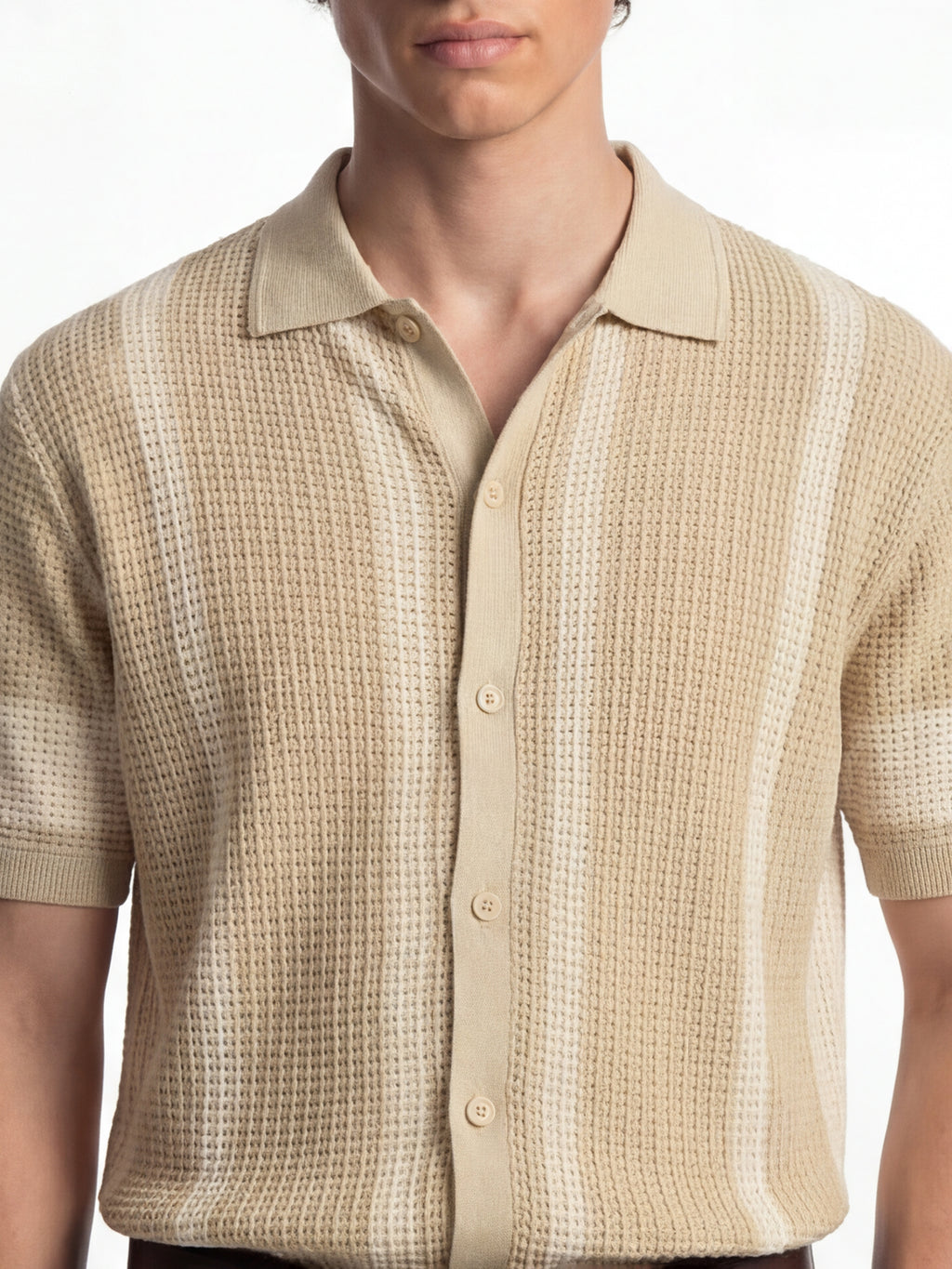 Highlander Men Beige Self Design Relaxed Fit Casual Shirt - Beige - Image 5