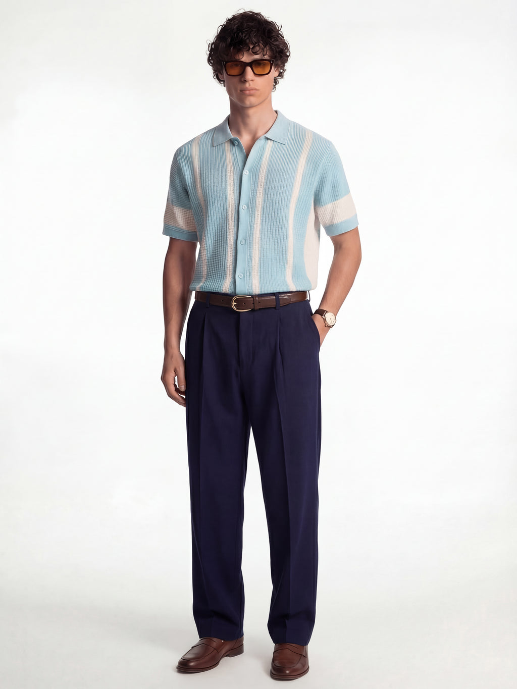 Highlander Men Blue Self Design Relaxed Fit Casual Shirt - Blue - Image 2