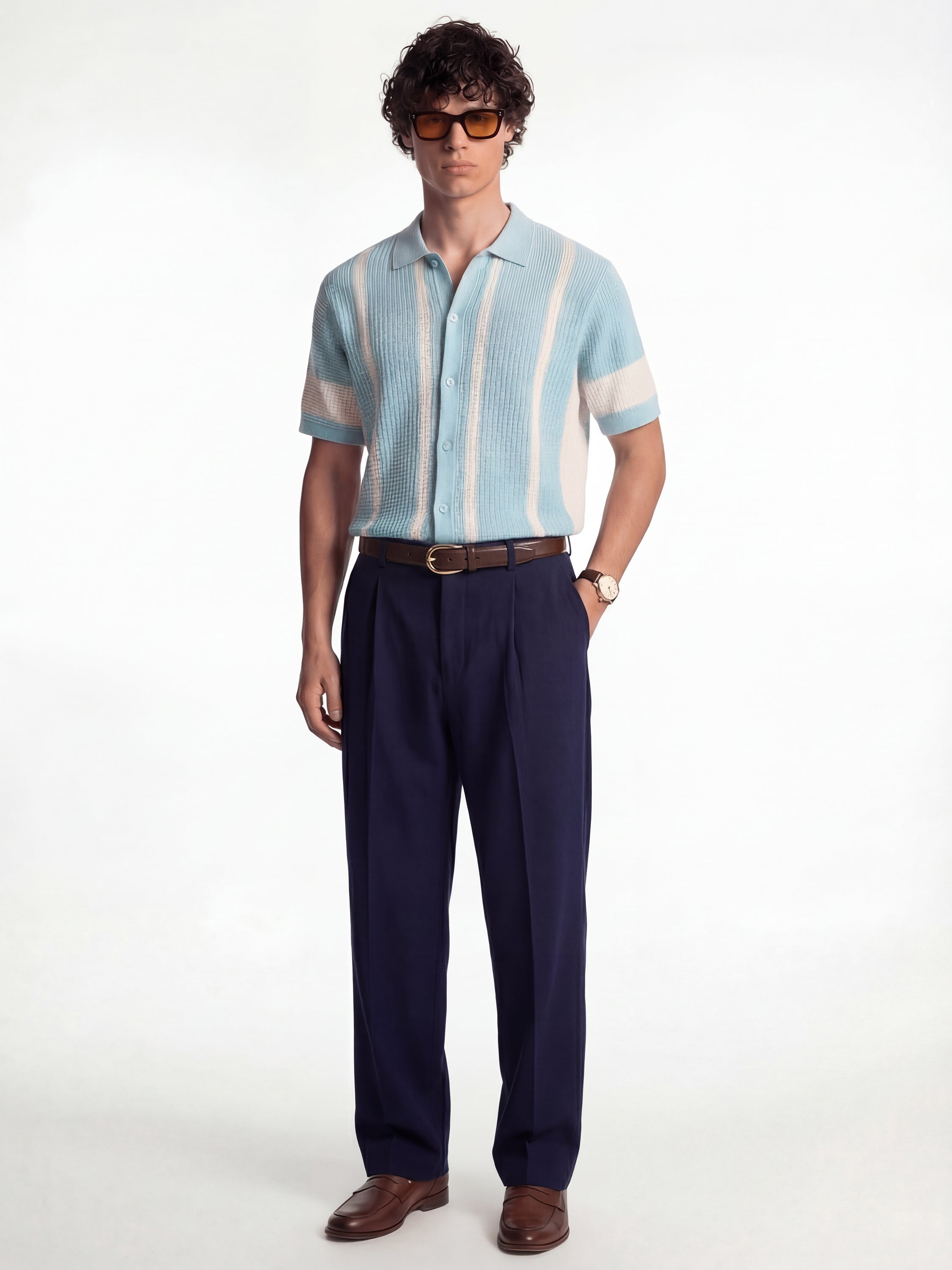 Highlander Men Blue Self Design Relaxed Fit Casual Shirt - Blue - Image 2