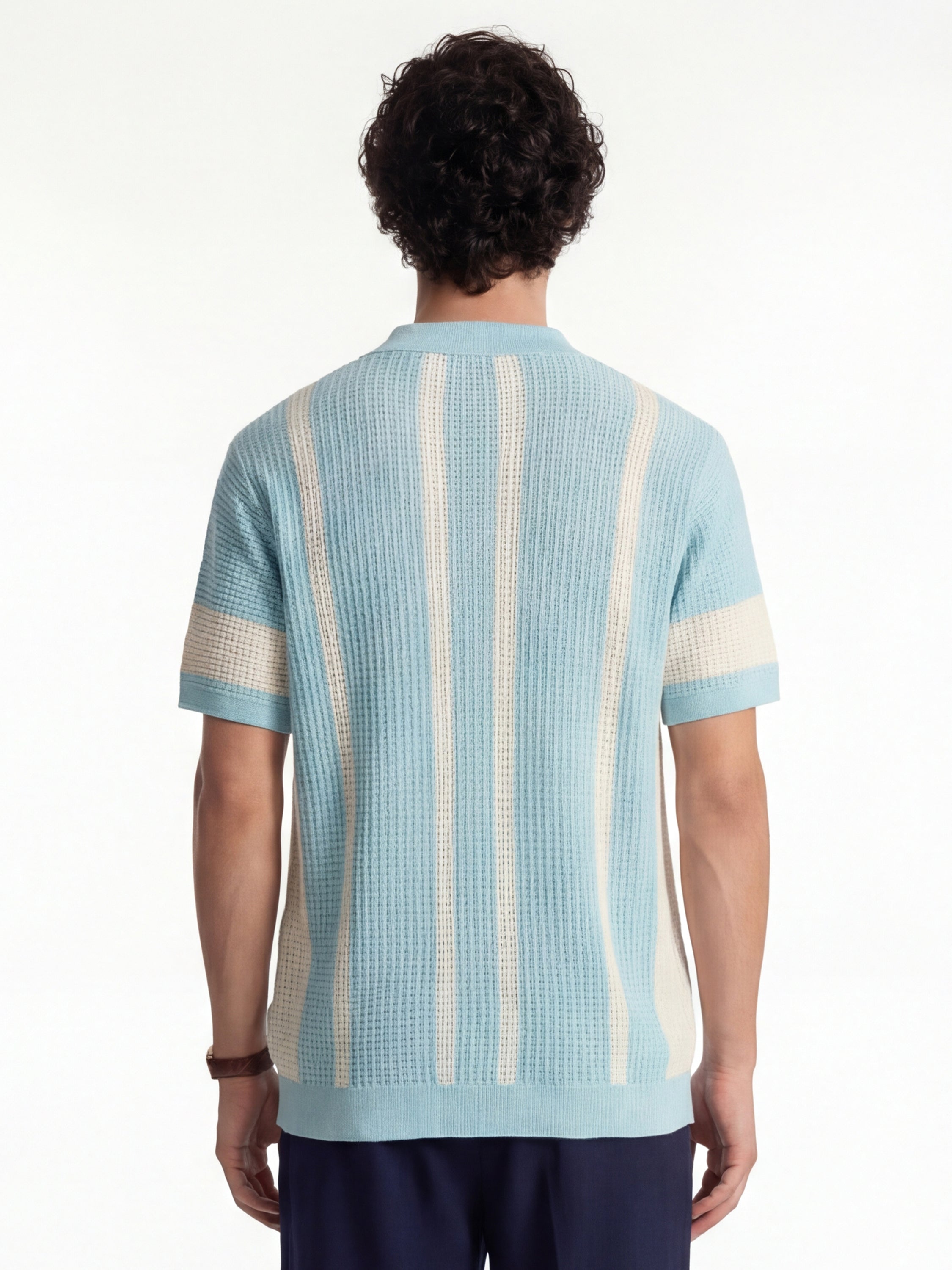 Highlander Men Blue Self Design Relaxed Fit Casual Shirt - Blue - Image 3