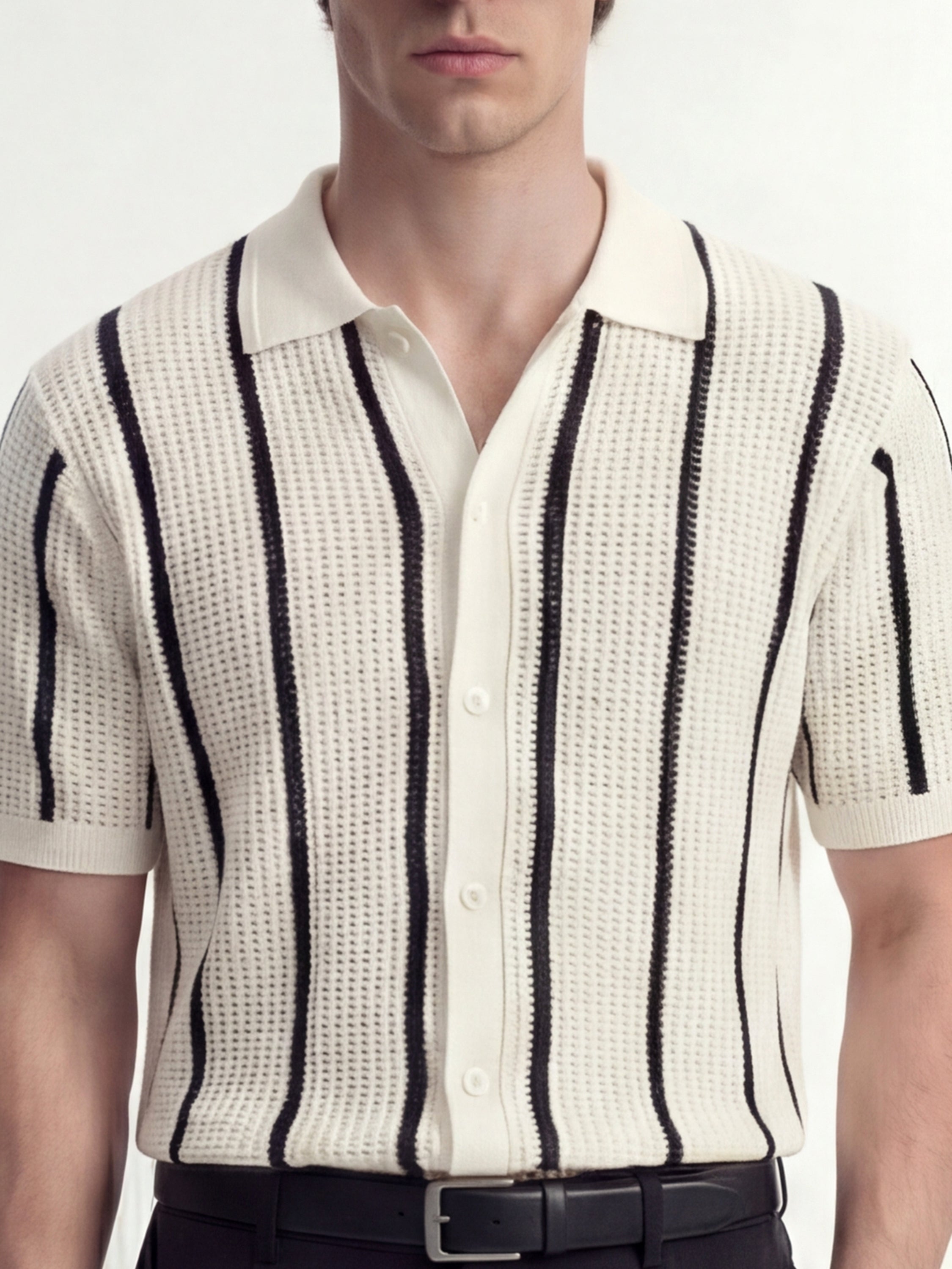 Highlander Men Cream Self Design Relaxed Fit Casual Shirt - Cream - Image 5
