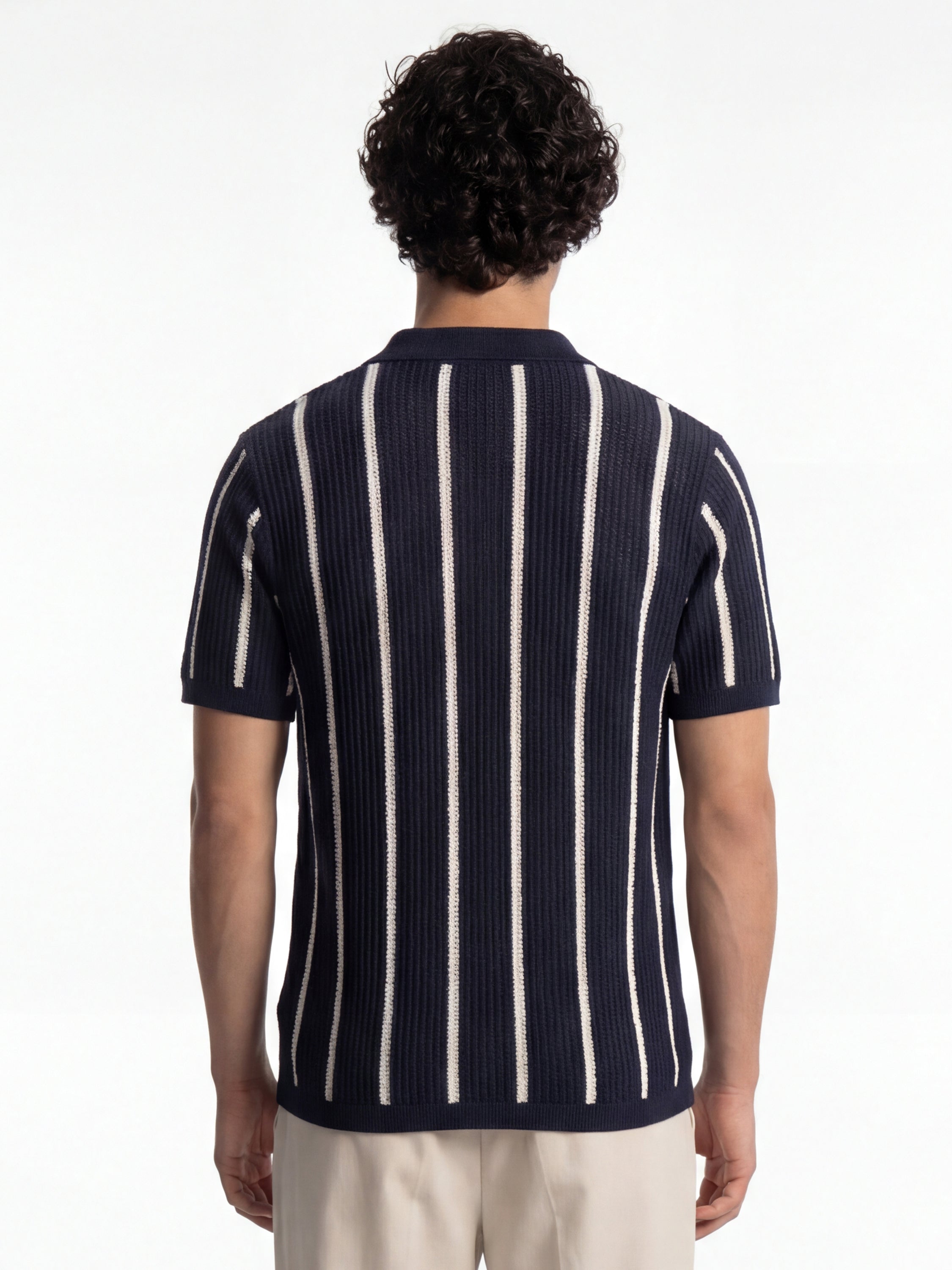 Highlander Men Navy Blue Self Design Relaxed Fit Casual Shirt - Navy Blue - Image 3