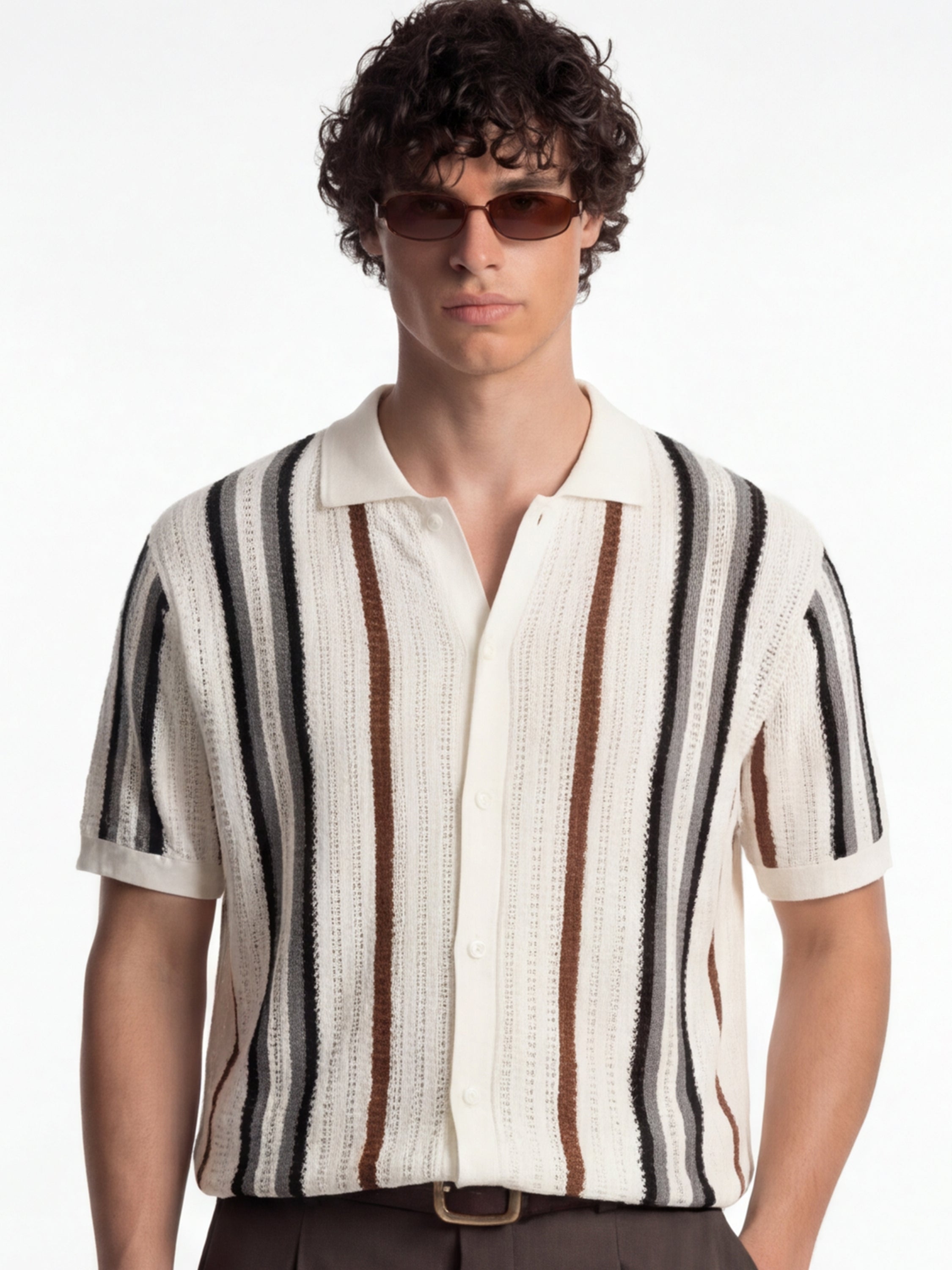 Highlander Men White Striped Relaxed Fit Casual Shirt - White - Image 1