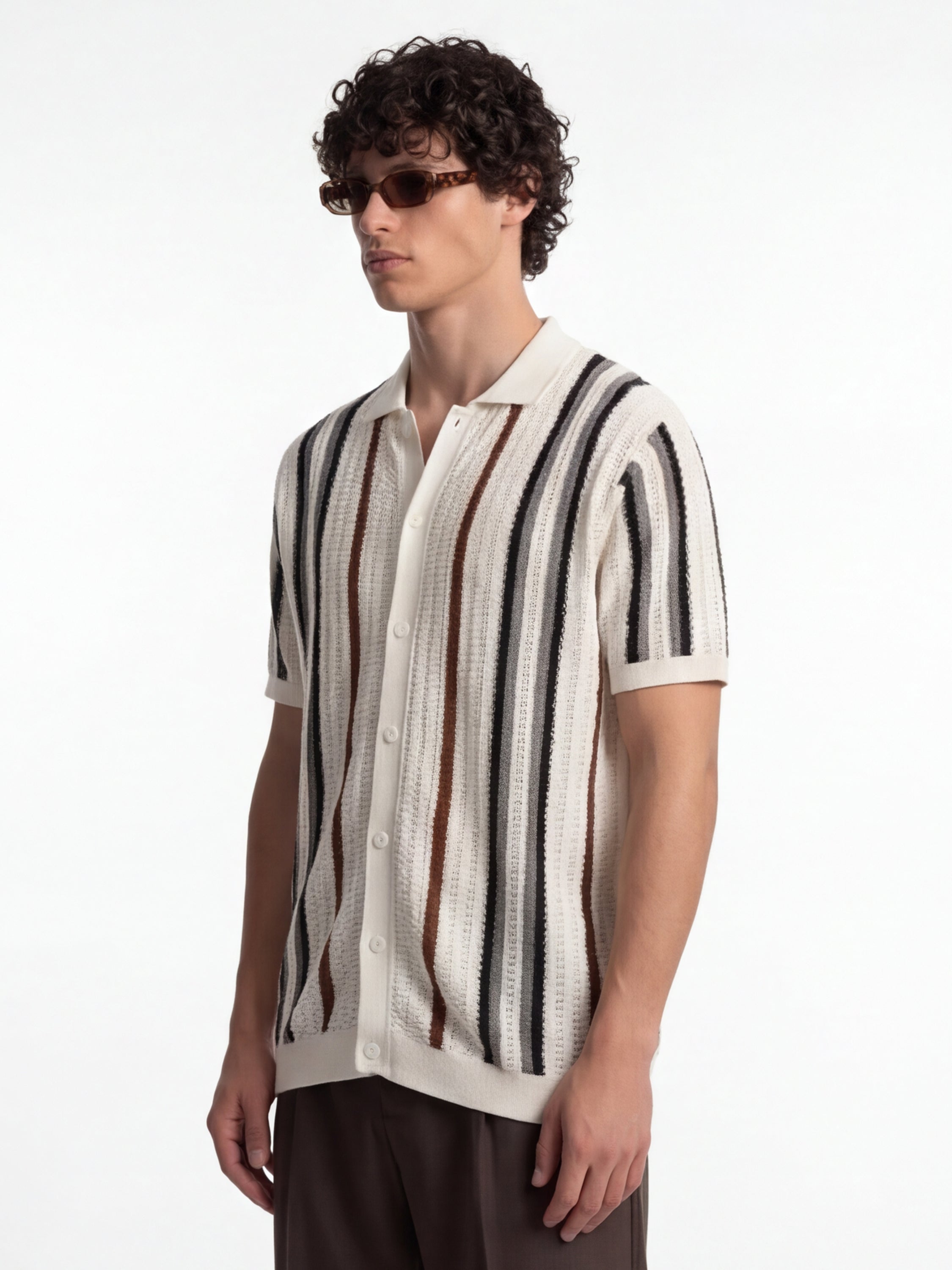 Highlander Men White Striped Relaxed Fit Casual Shirt - White - Image 4