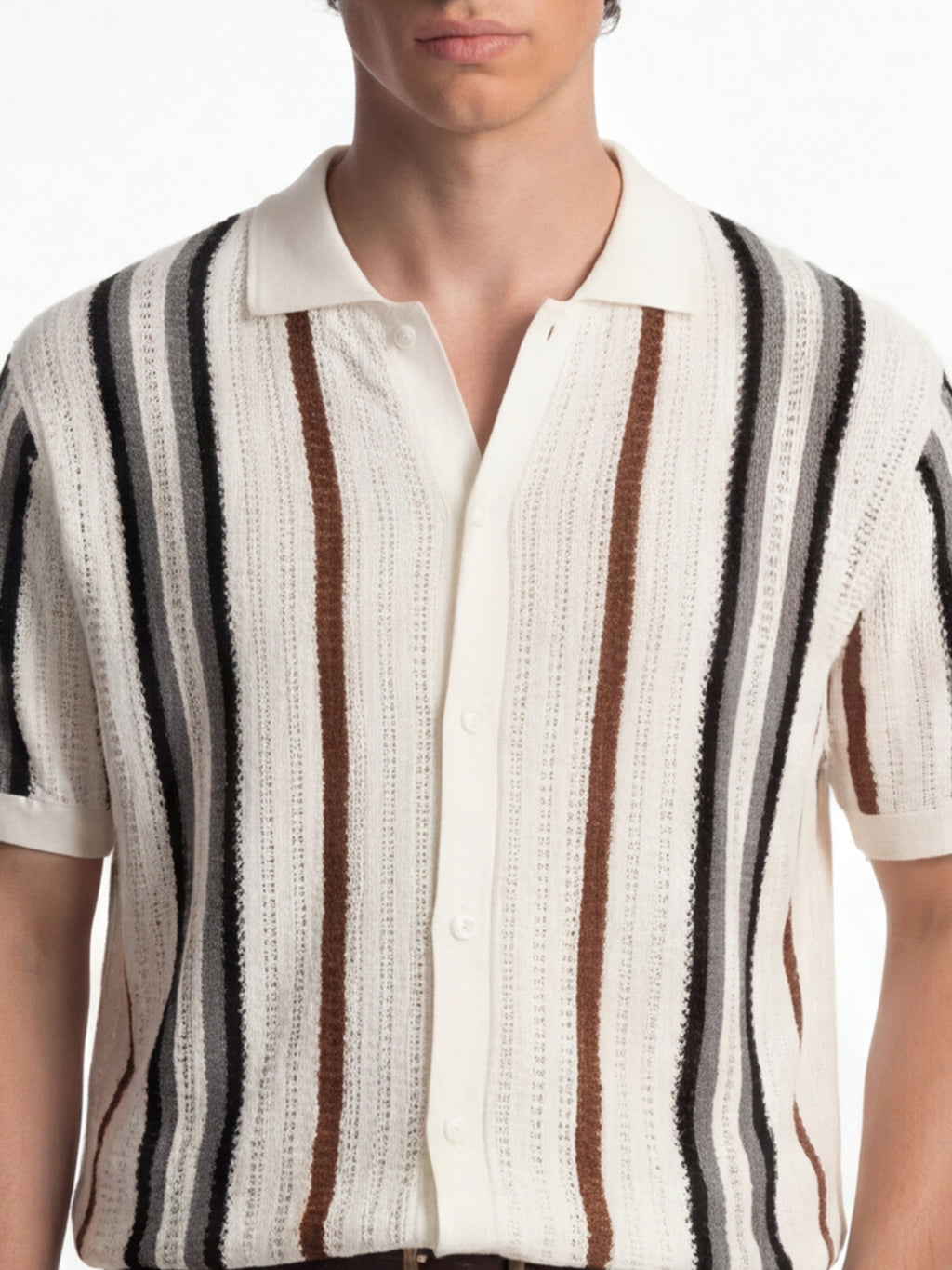 Highlander Men White Striped Relaxed Fit Casual Shirt - White - Image 5