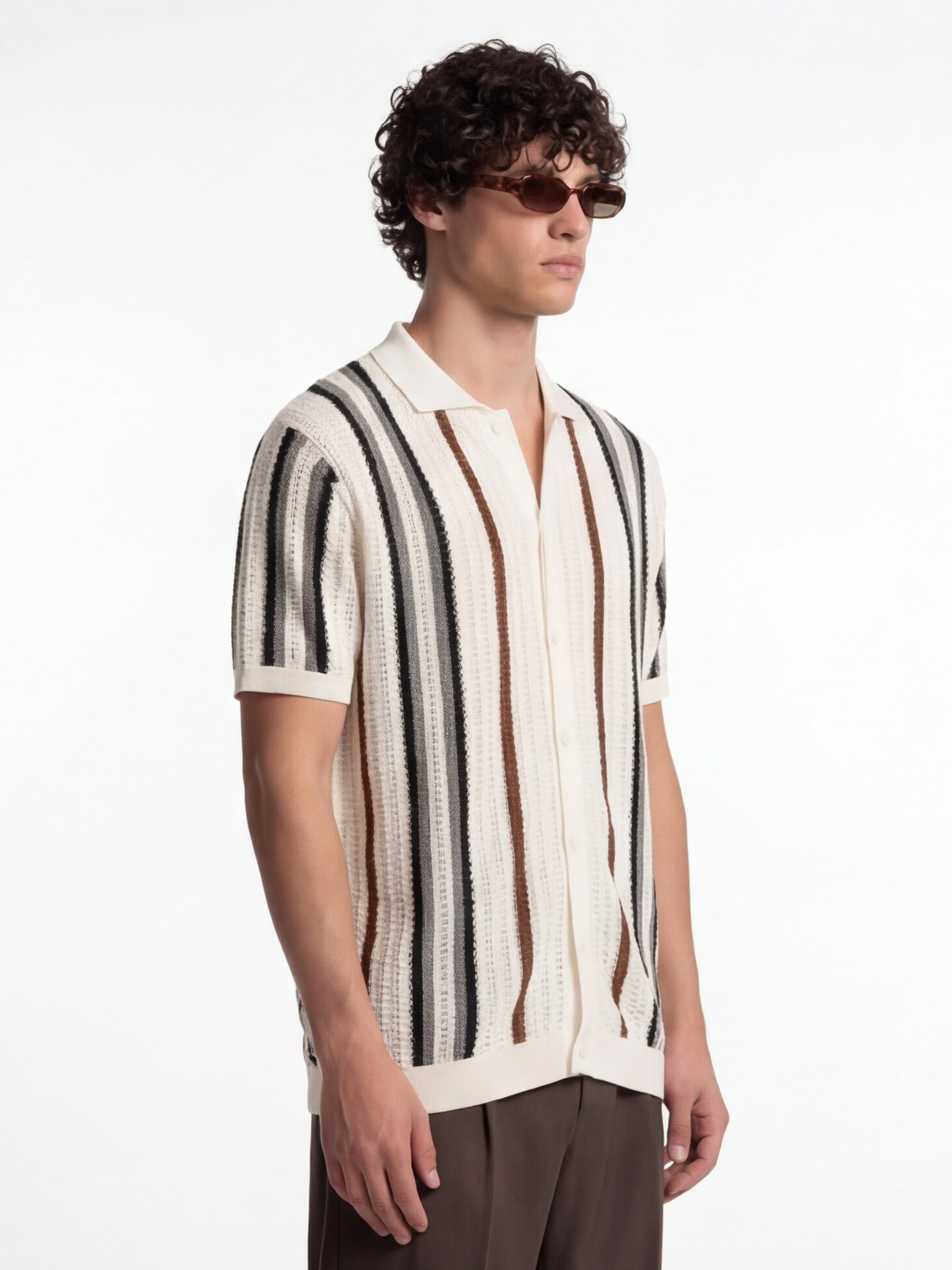 Highlander Men White Striped Relaxed Fit Casual Shirt - White - Image 6