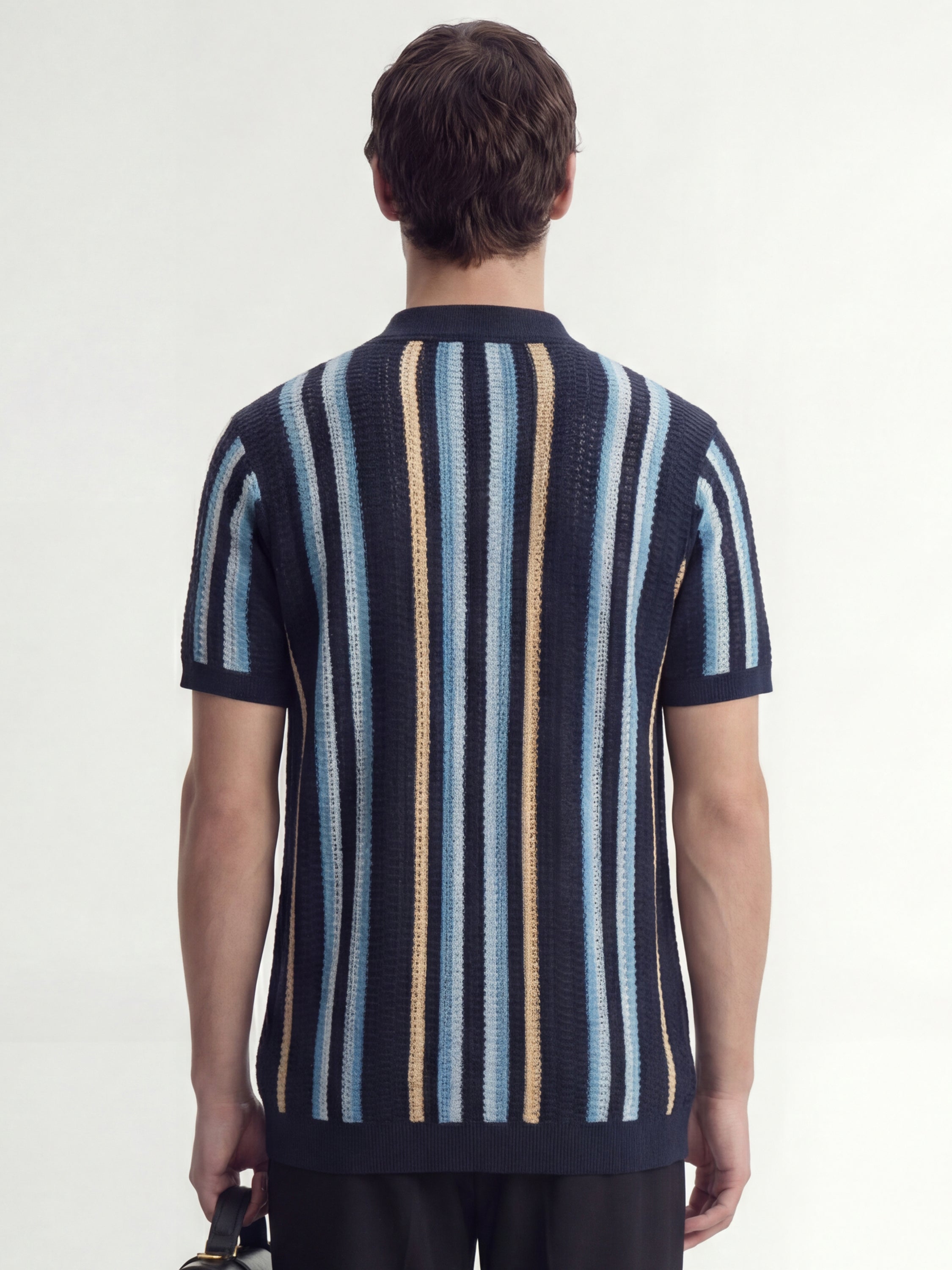 Highlander Men Navy Blue Self Design Relaxed Fit Casual Shirt - Navy Blue - Image 3
