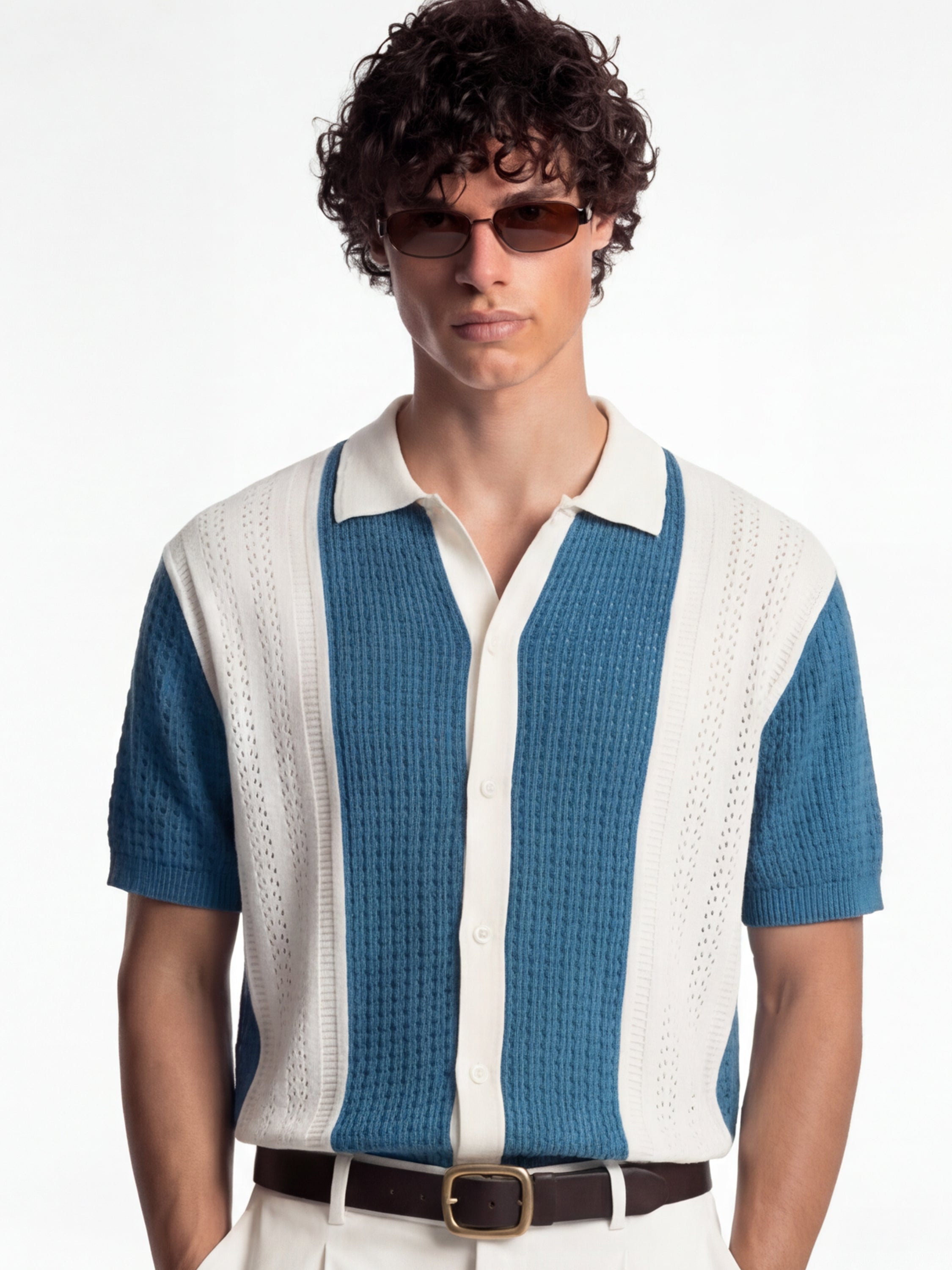 Highlander Men Blue Self Design Relaxed Fit Casual Shirt - Blue - Image 1