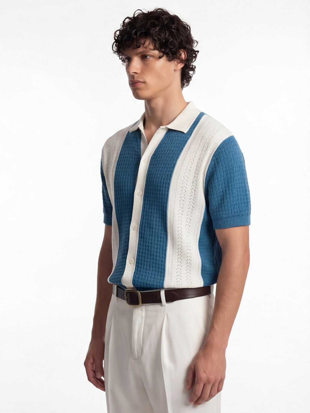 Highlander Men Blue Self Design Relaxed Fit Casual Shirt - Blue - Image 4