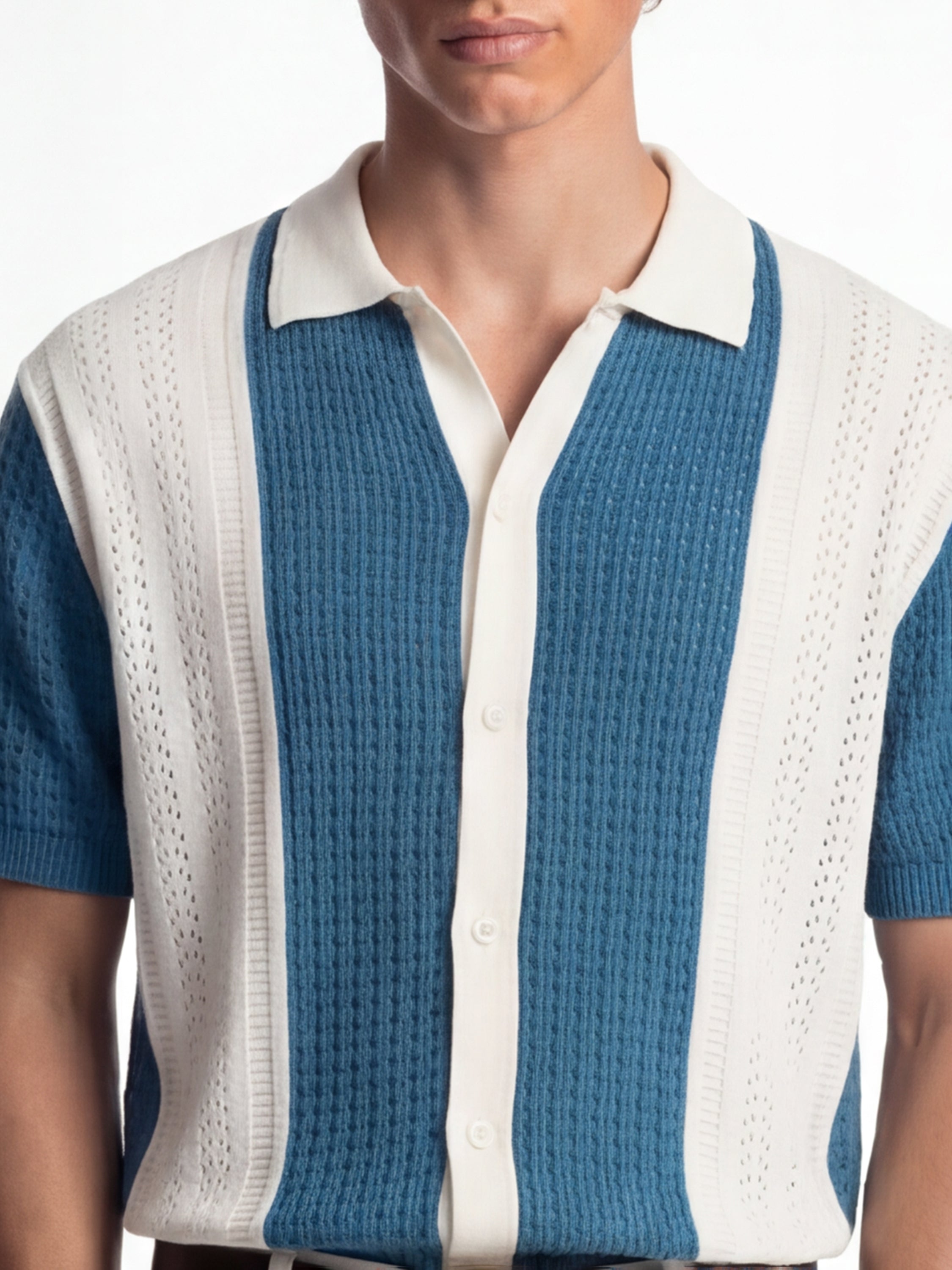 Highlander Men Blue Self Design Relaxed Fit Casual Shirt - Blue - Image 5