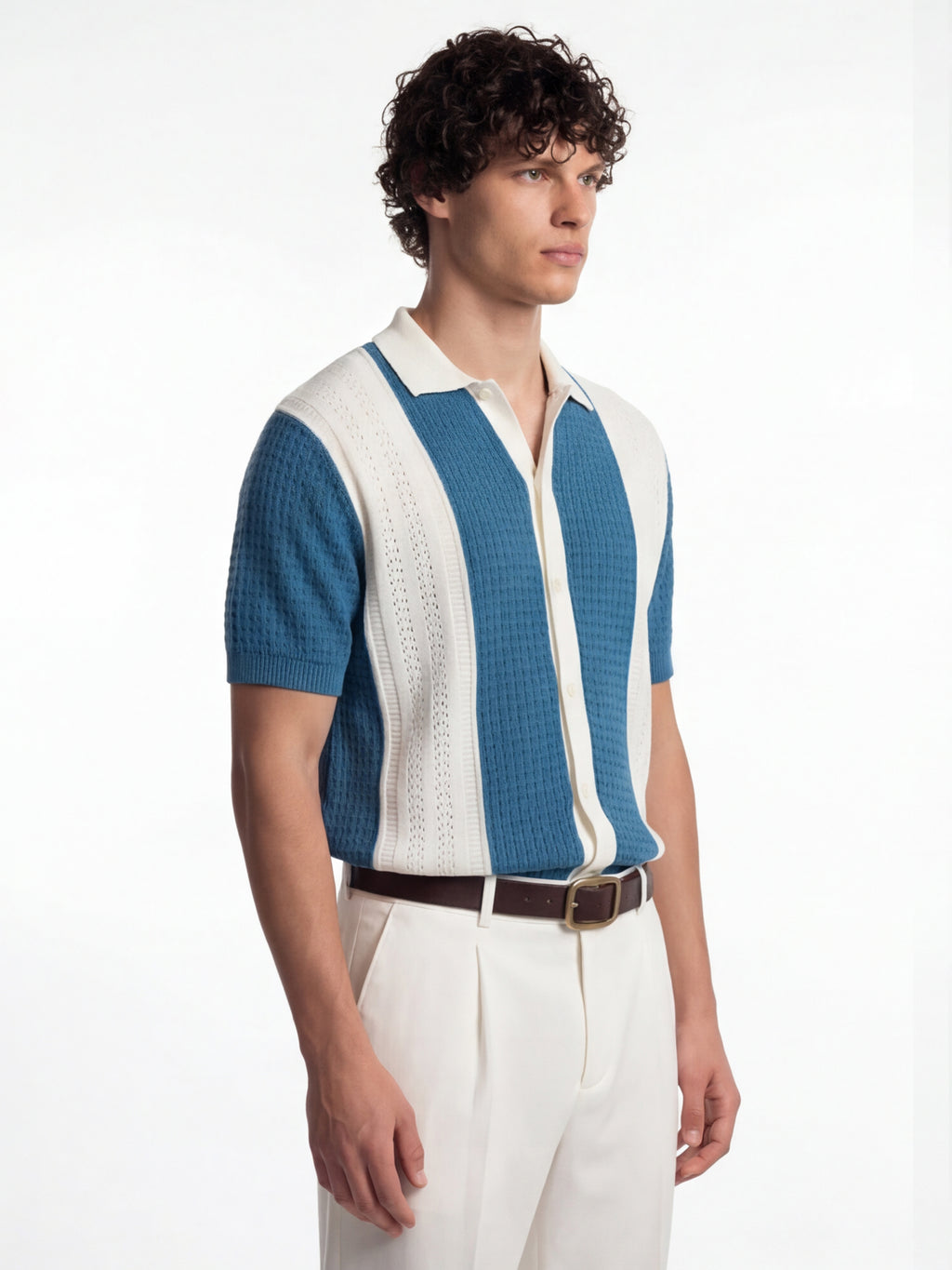 Highlander Men Blue Self Design Relaxed Fit Casual Shirt - Blue - Image 6