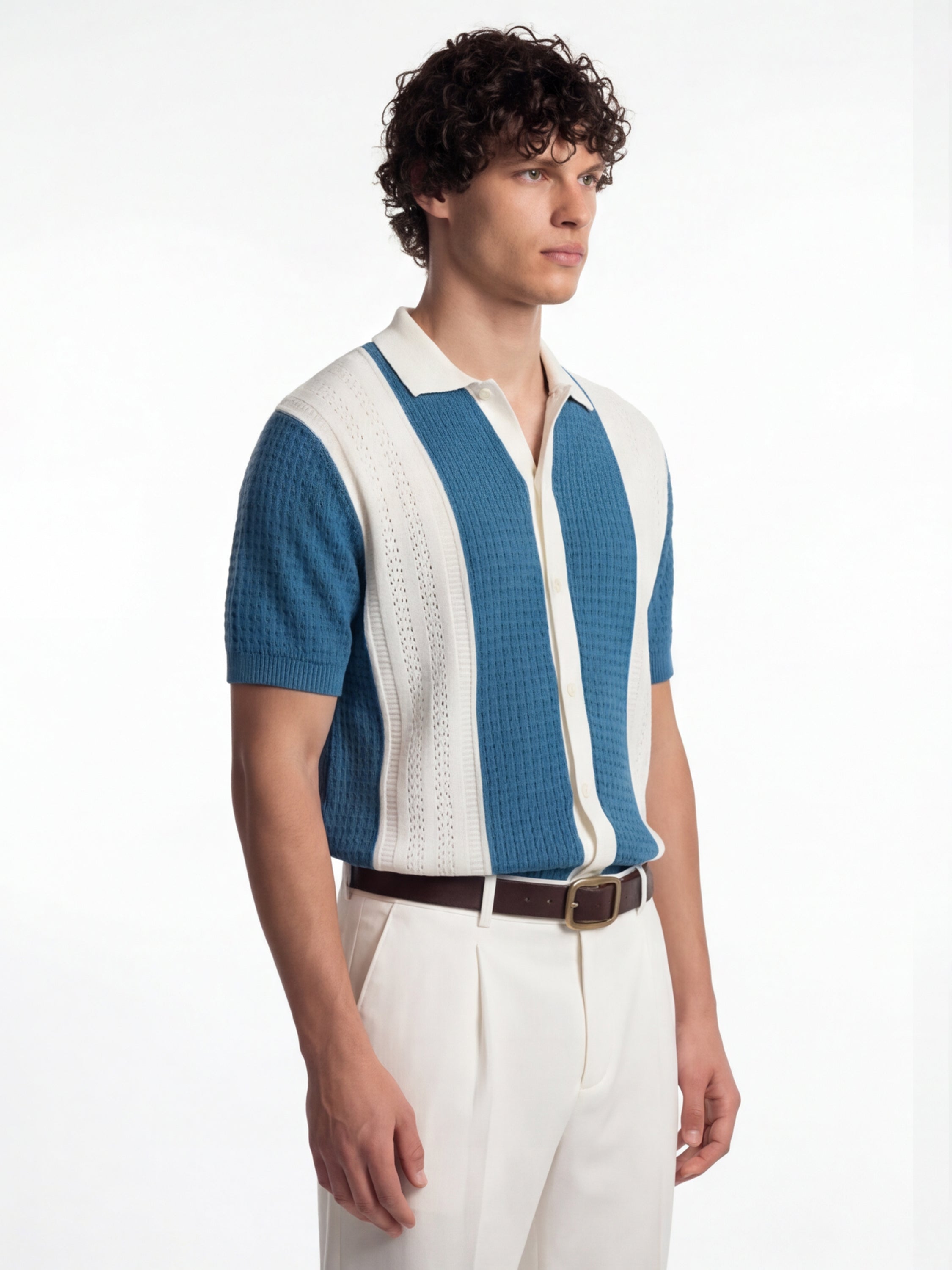 Highlander Men Blue Self Design Relaxed Fit Casual Shirt - Blue - Image 6