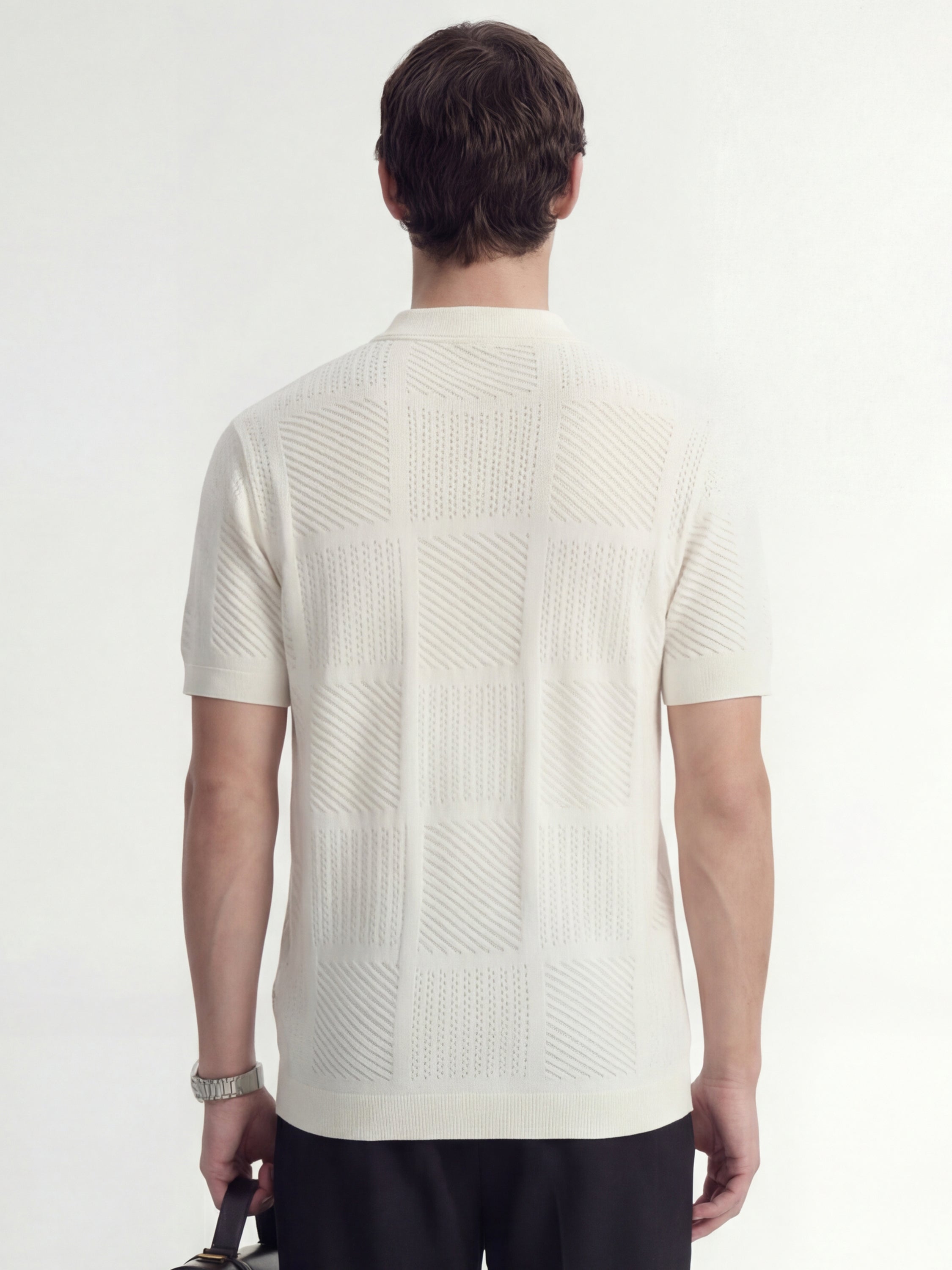 Highlander Men Off White Self Design Relaxed Fit Casual Shirt - Off White - Image 3