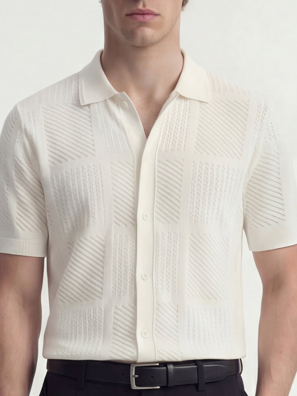 Highlander Men Off White Self Design Relaxed Fit Casual Shirt - Off White - Image 5