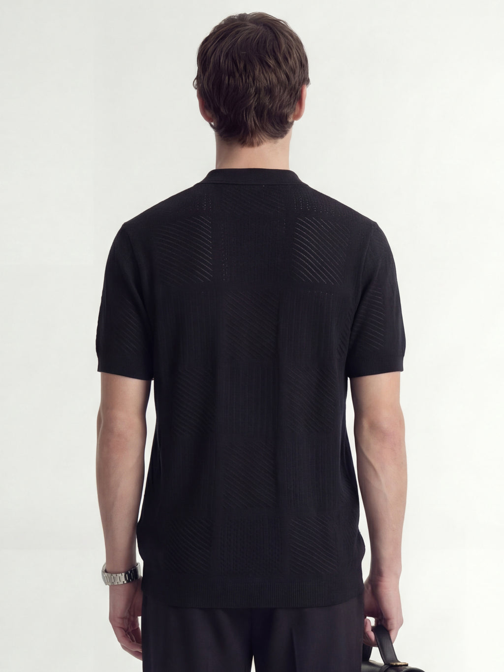 Highlander Men Black Self Design Relaxed Fit Casual Shirt - Black - Image 3