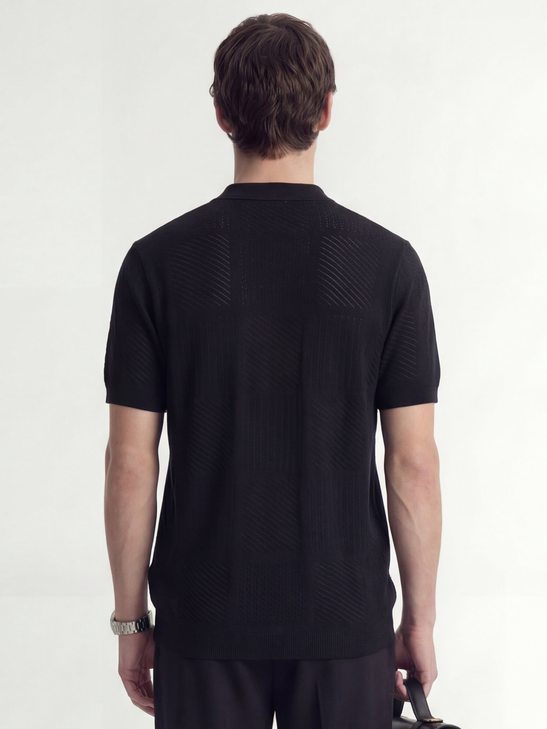 Highlander Men Black Self Design Relaxed Fit Casual Shirt - Black - Image 3