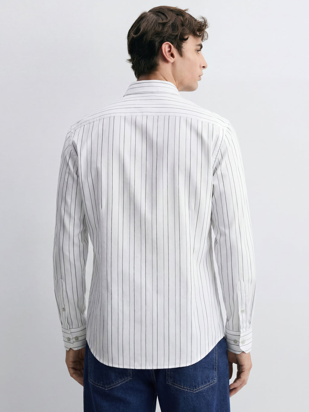 Highlander Men White Striped Slim Fit Casual Shirt - White - Image 3