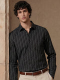 Highlander Men Black Striped Slim Fit Casual Shirt - Black - Image 1