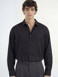 Highlander Men Black Self Design Slim Fit Casual Shirt - Black - Image 1