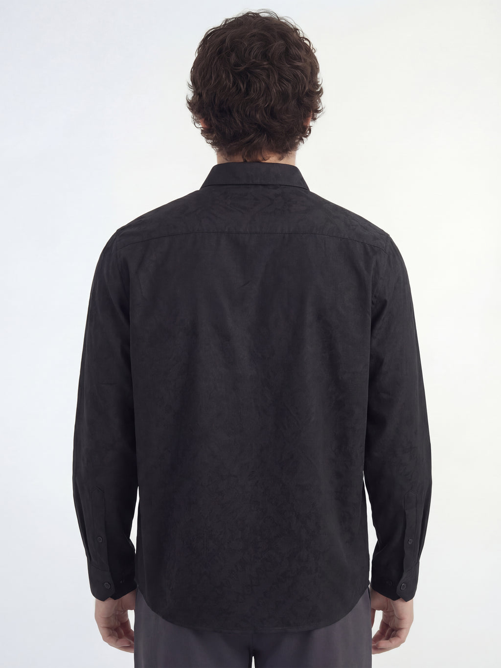 Highlander Men Black Self Design Slim Fit Casual Shirt - Black - Image 3