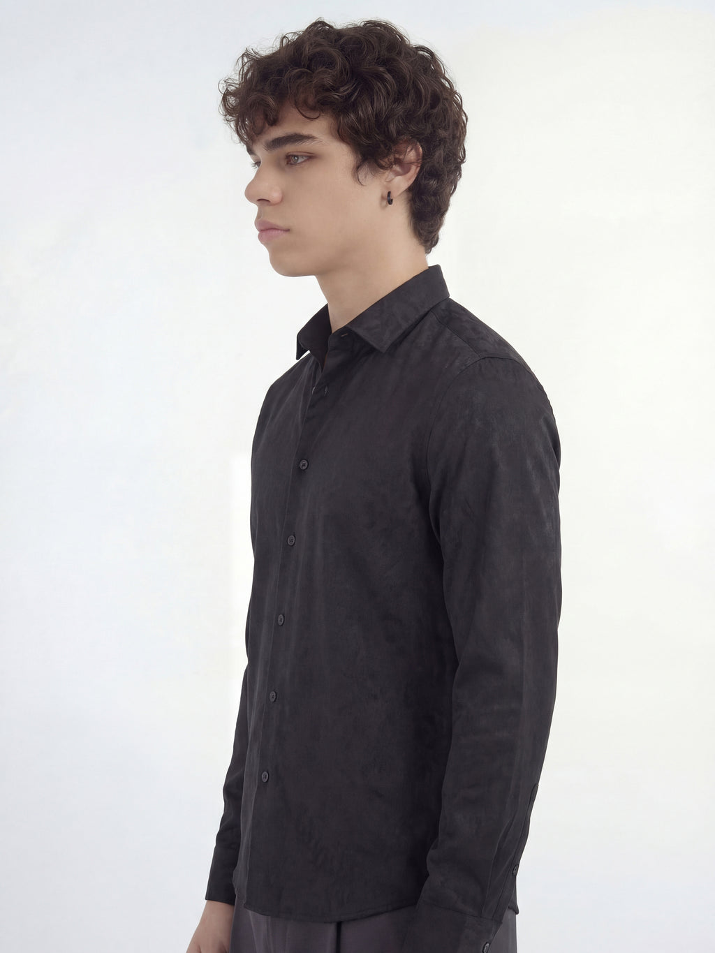 Highlander Men Black Self Design Slim Fit Casual Shirt - Black - Image 4
