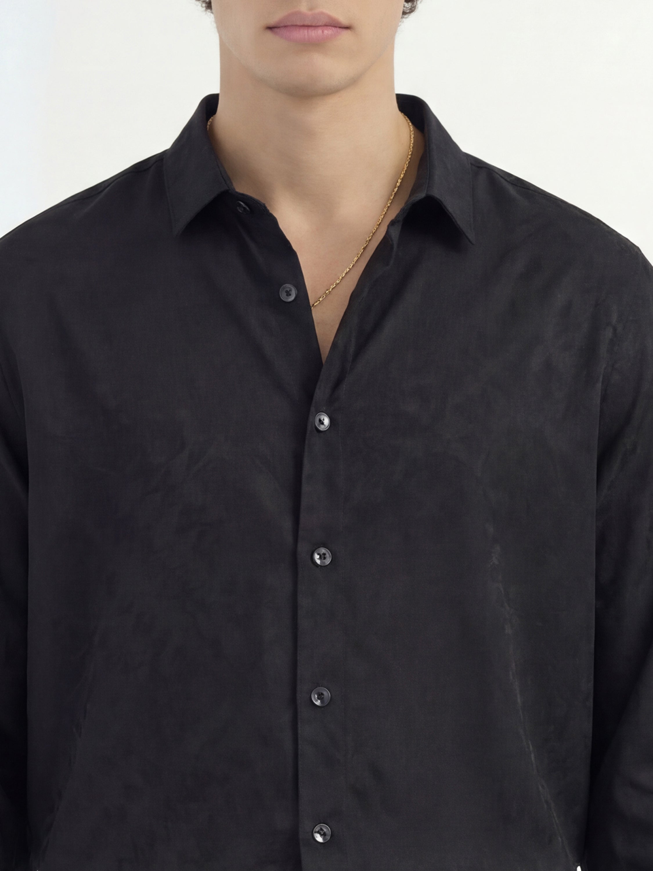 Highlander Men Black Self Design Slim Fit Casual Shirt - Black - Image 5