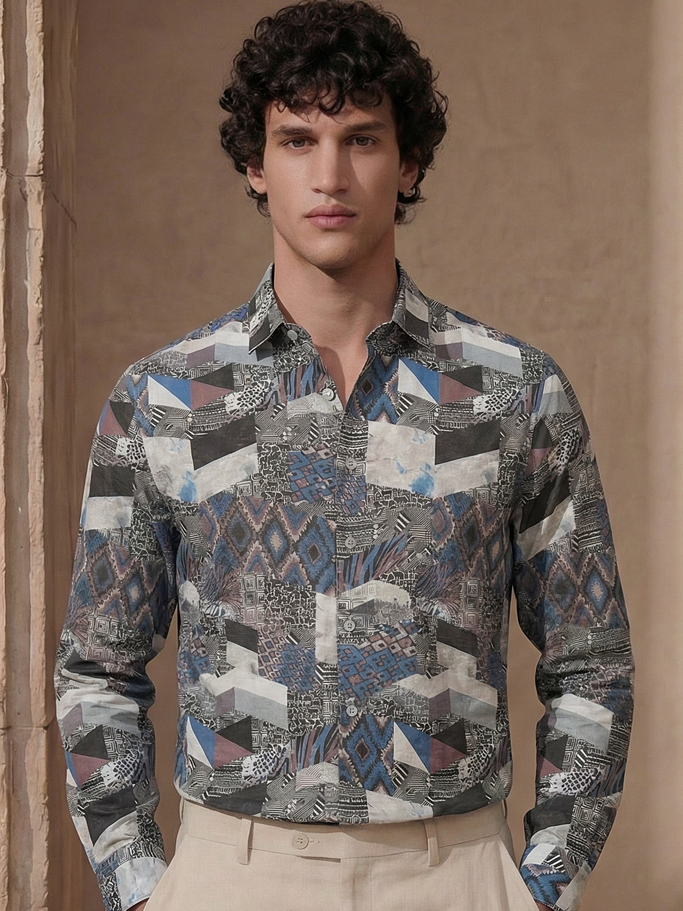 Highlander Men Multi Printed Slim Fit Casual Shirt - Multi - Image 1