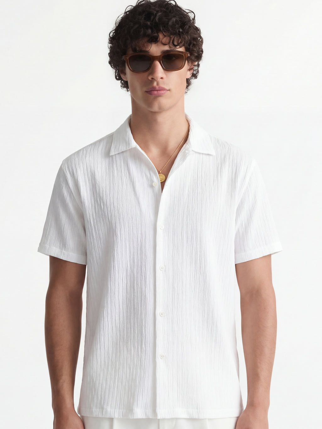 Highlander Men White Self Design Relaxed Fit Casual Shirt - White - Image 1