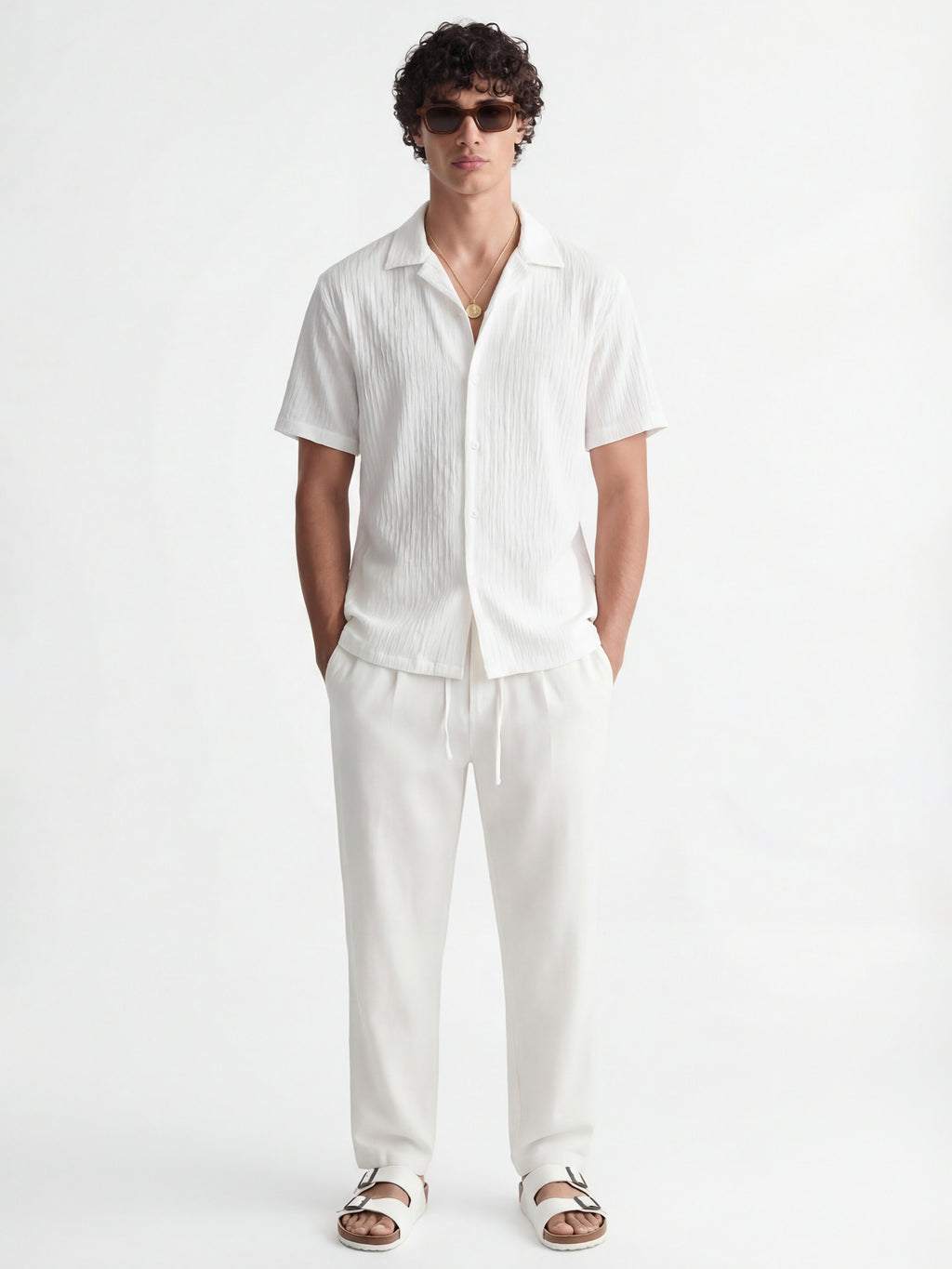 Highlander Men White Self Design Relaxed Fit Casual Shirt - White - Image 2