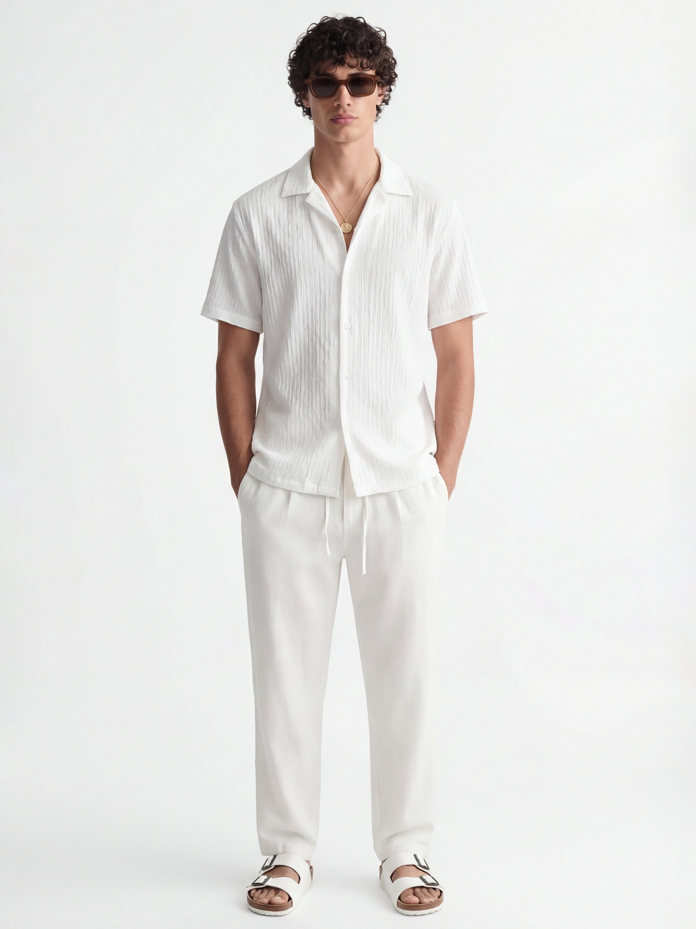 Highlander Men White Self Design Relaxed Fit Casual Shirt - White - Image 2