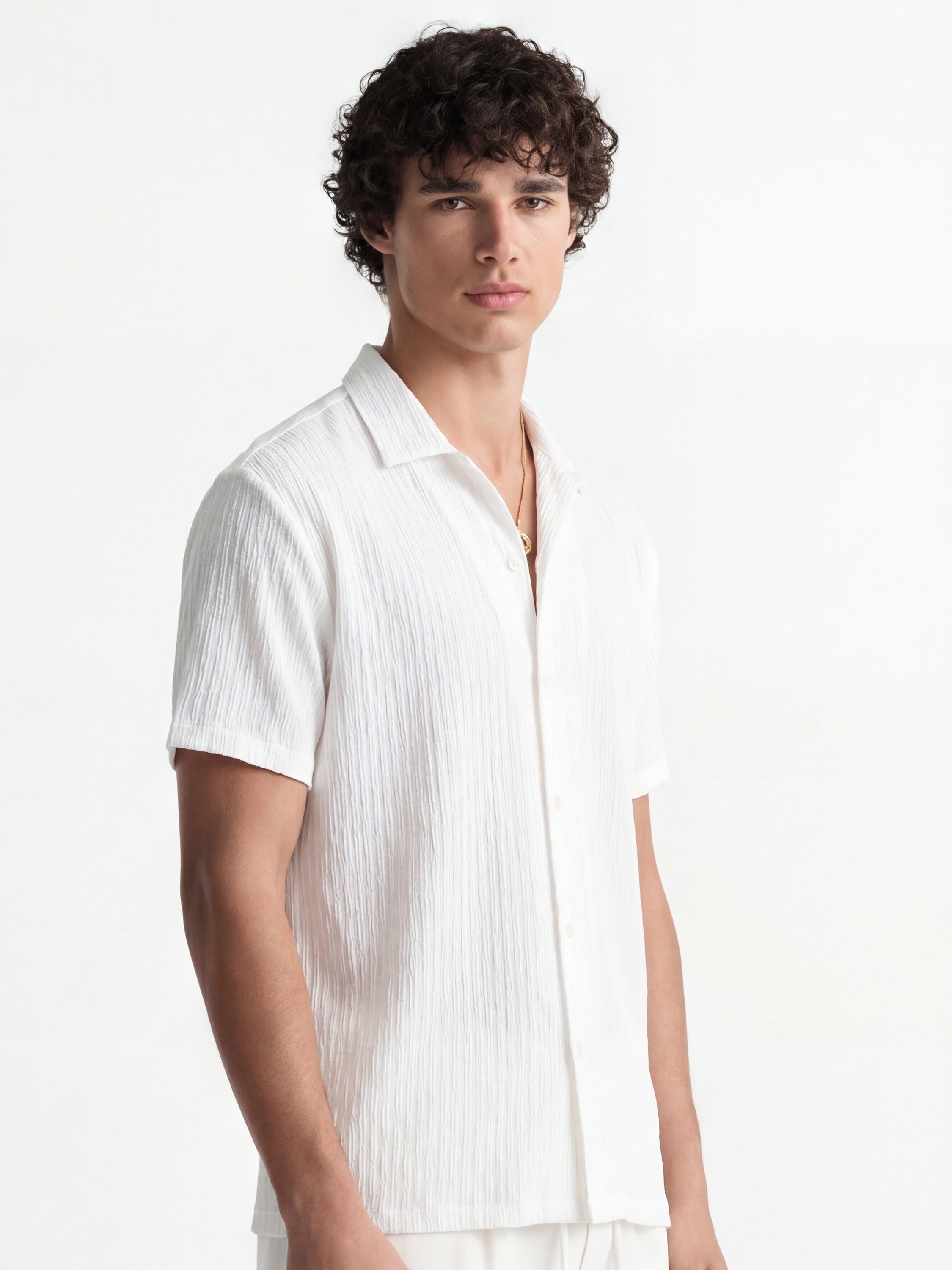 Highlander Men White Self Design Relaxed Fit Casual Shirt - White - Image 4
