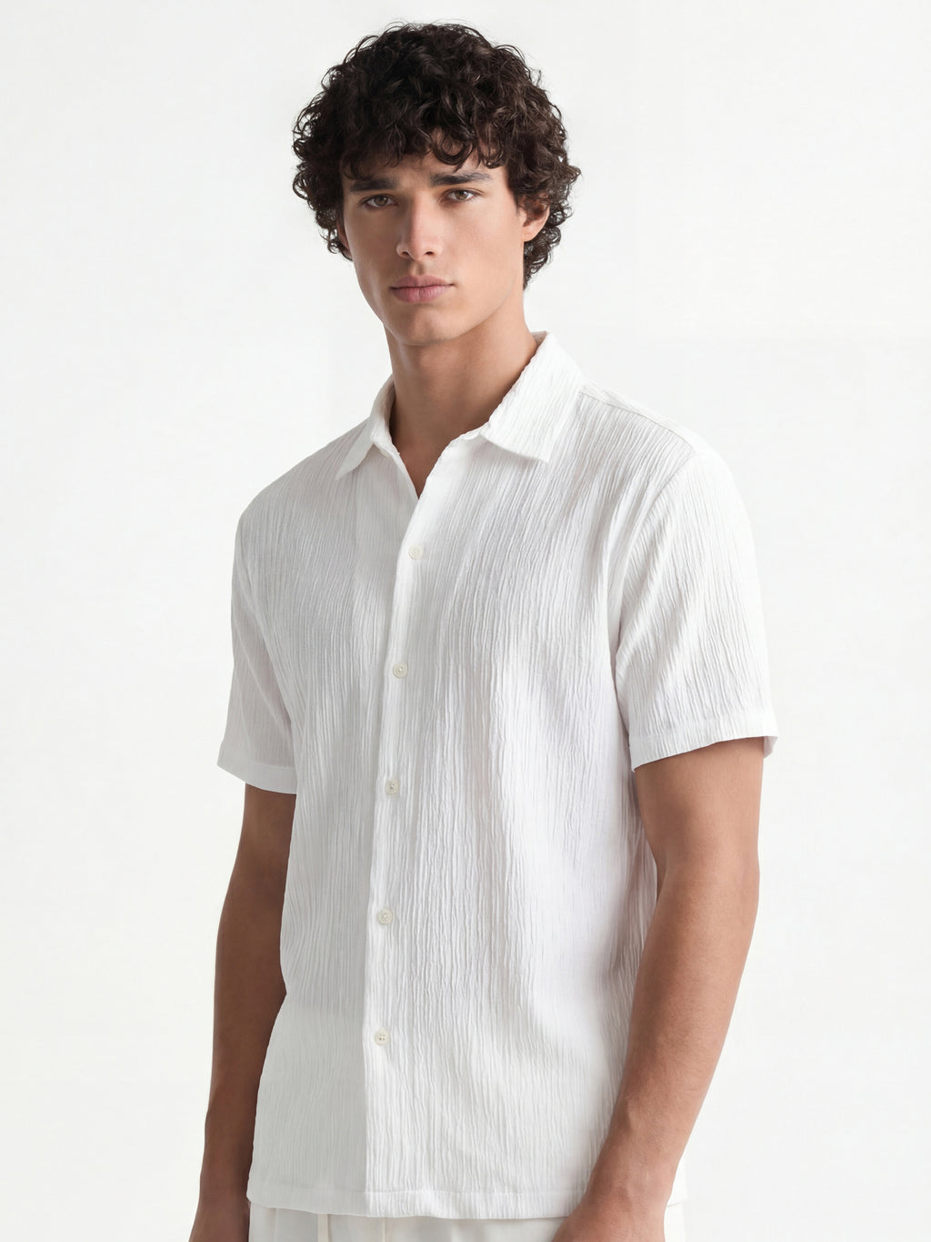 Highlander Men White Self Design Relaxed Fit Casual Shirt - White - Image 5