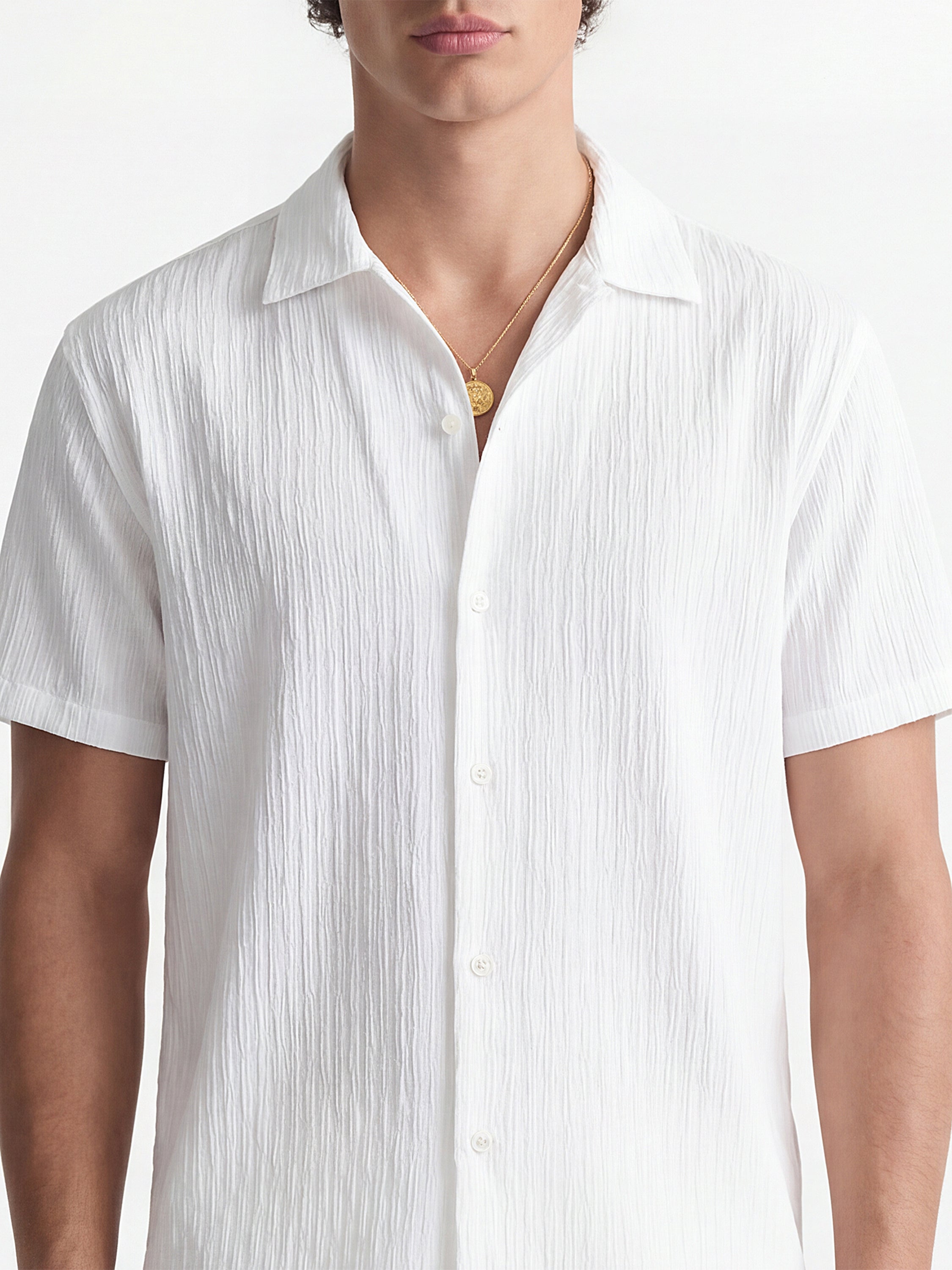 Highlander Men White Self Design Relaxed Fit Casual Shirt - White - Image 6