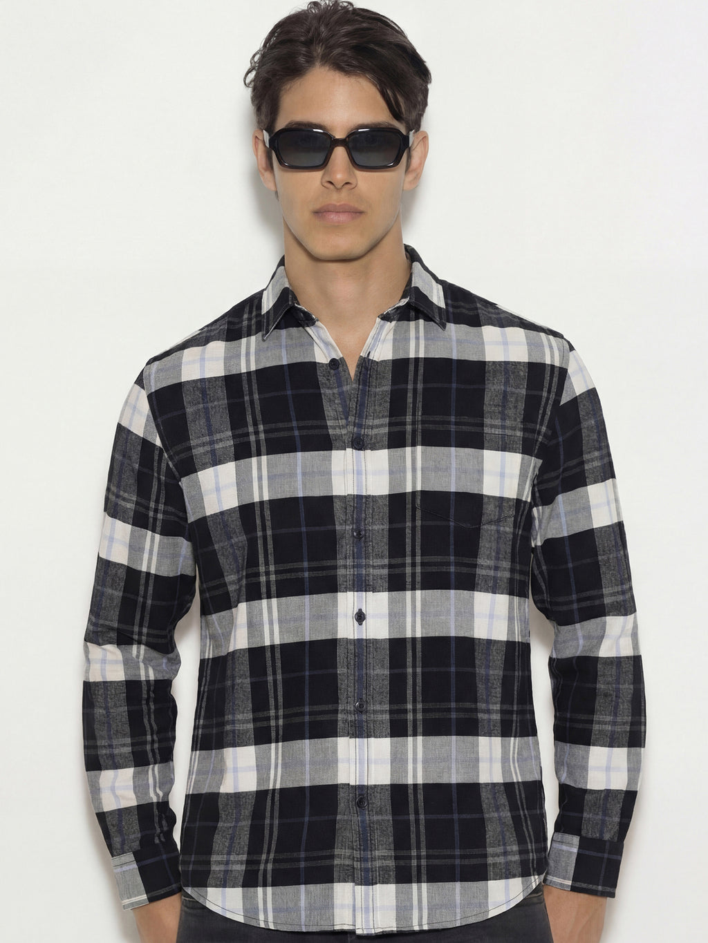 Highlander Men Black Checked Regular Fit Casual Shirt - Black - Image 1